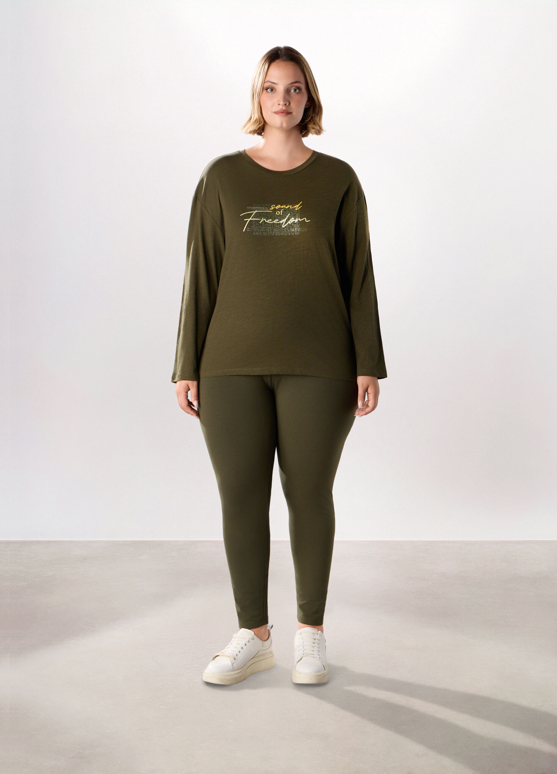 Leggings in jersey di cotone stretch donna curvy_0