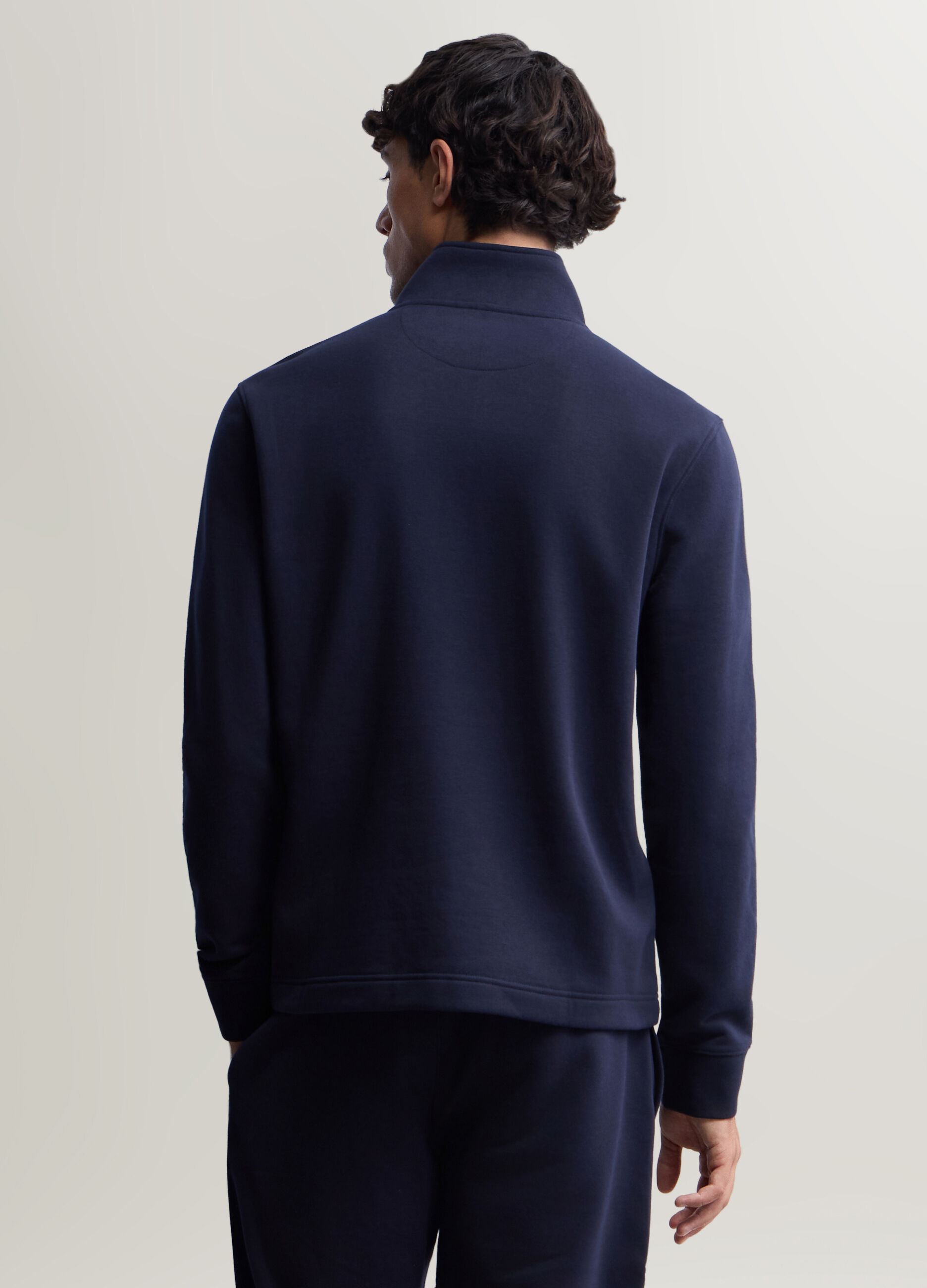 Felpa lupetto con mezza zip in misto cotone uomo_1