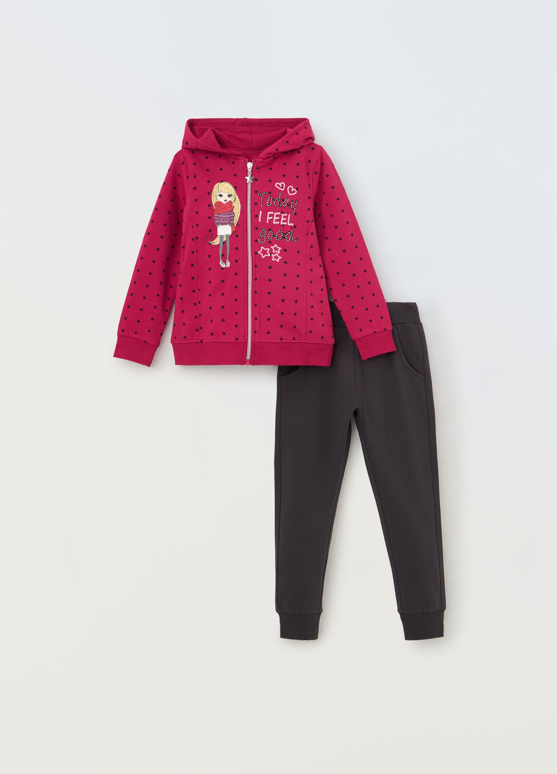Jogging set in felpa di cotone stretch bambina_0