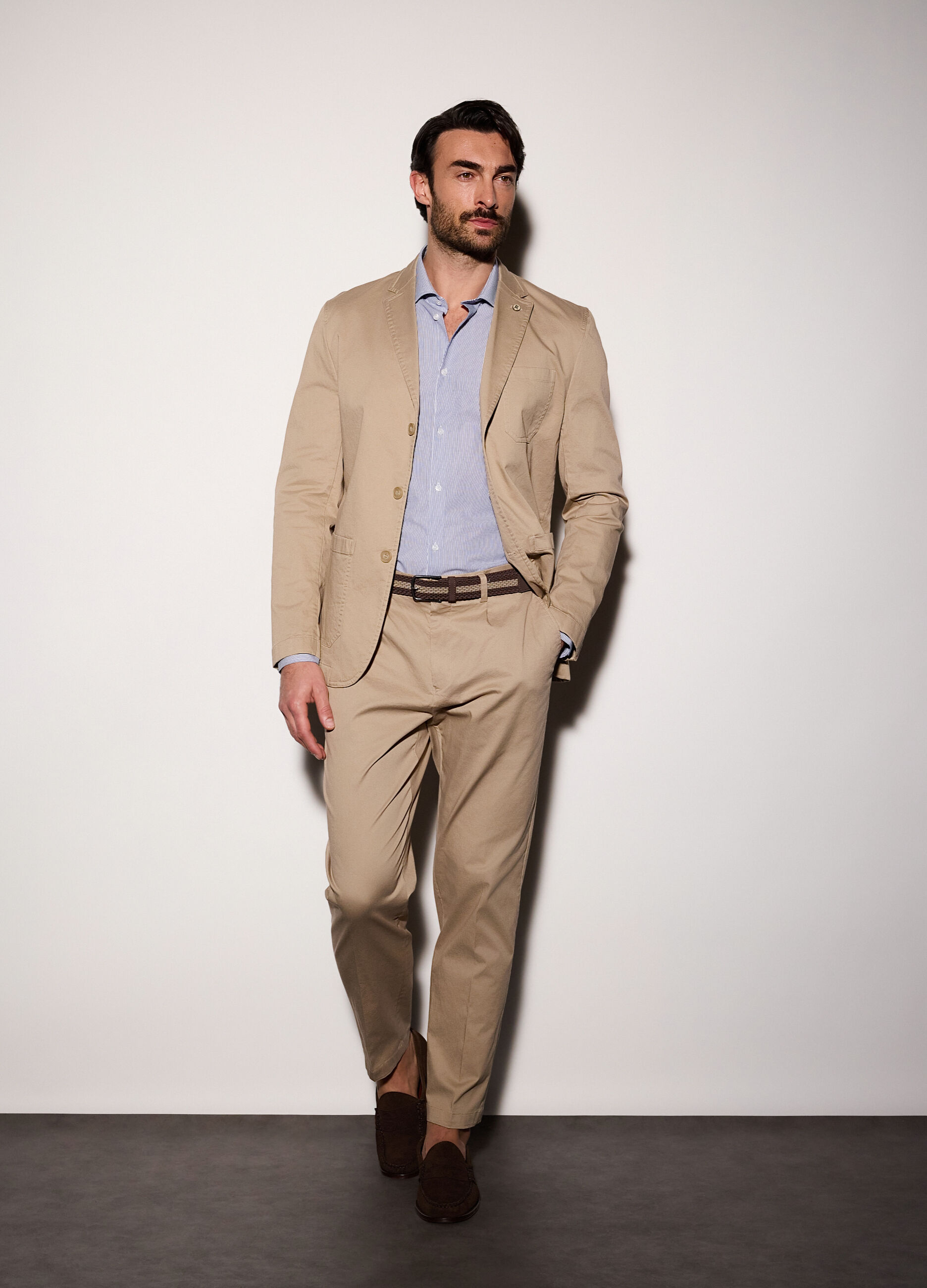 Blazer destrutturato in cotone stretch uomo_0