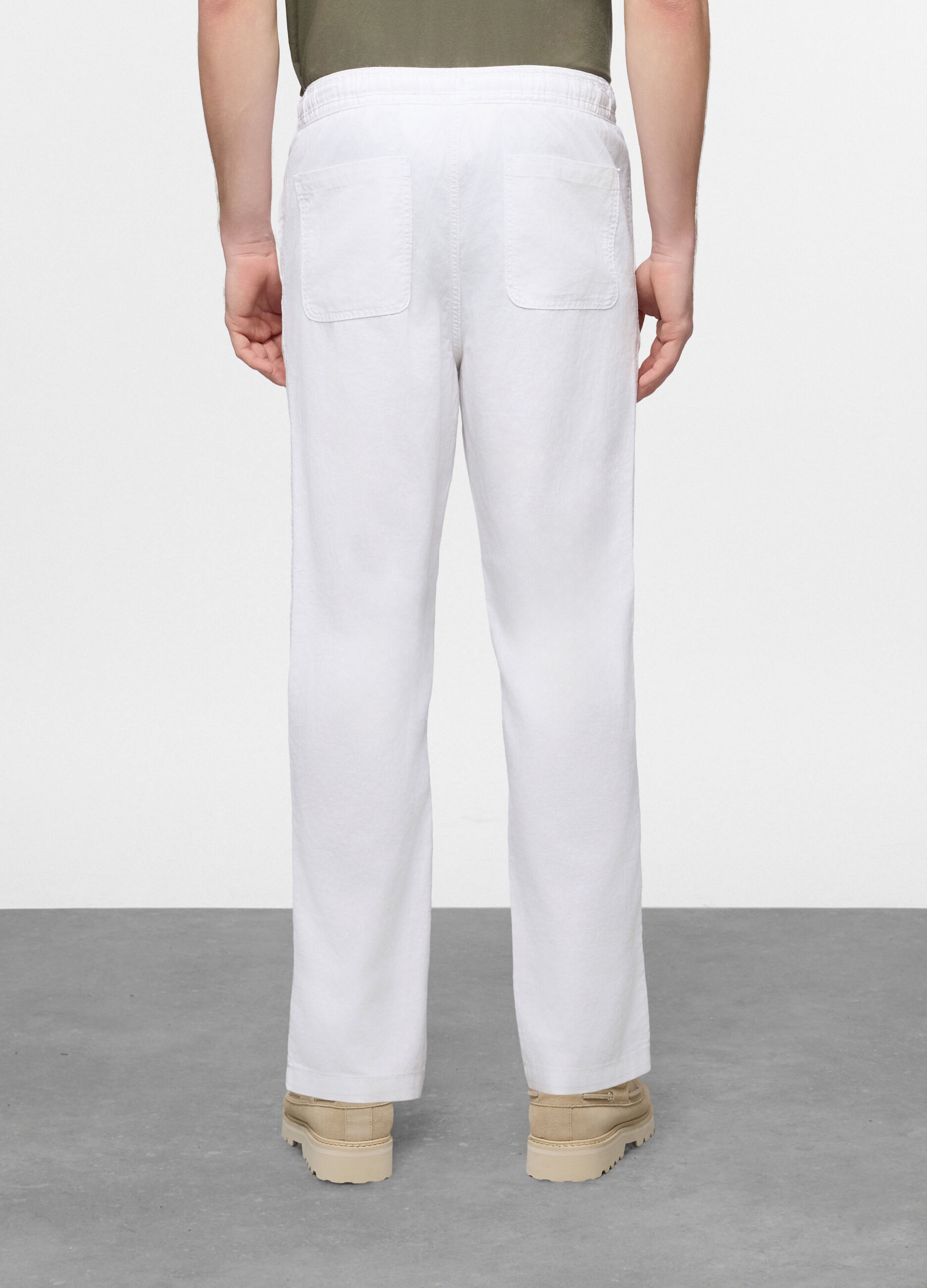 Pantalone chino relaxed fit in misto lino cotone uomo_1