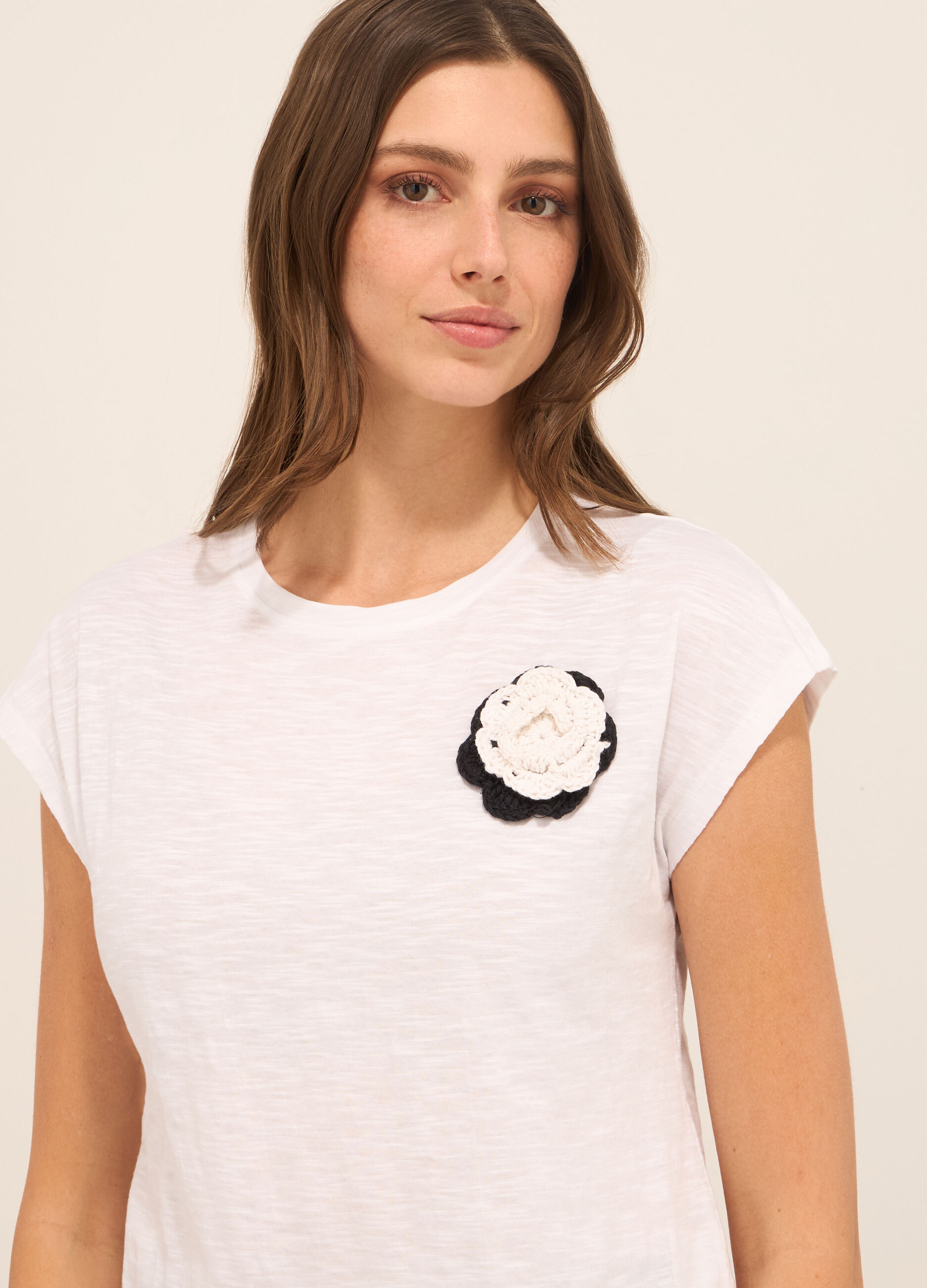 T-shirt in jersey slub di puro cotone donna_2