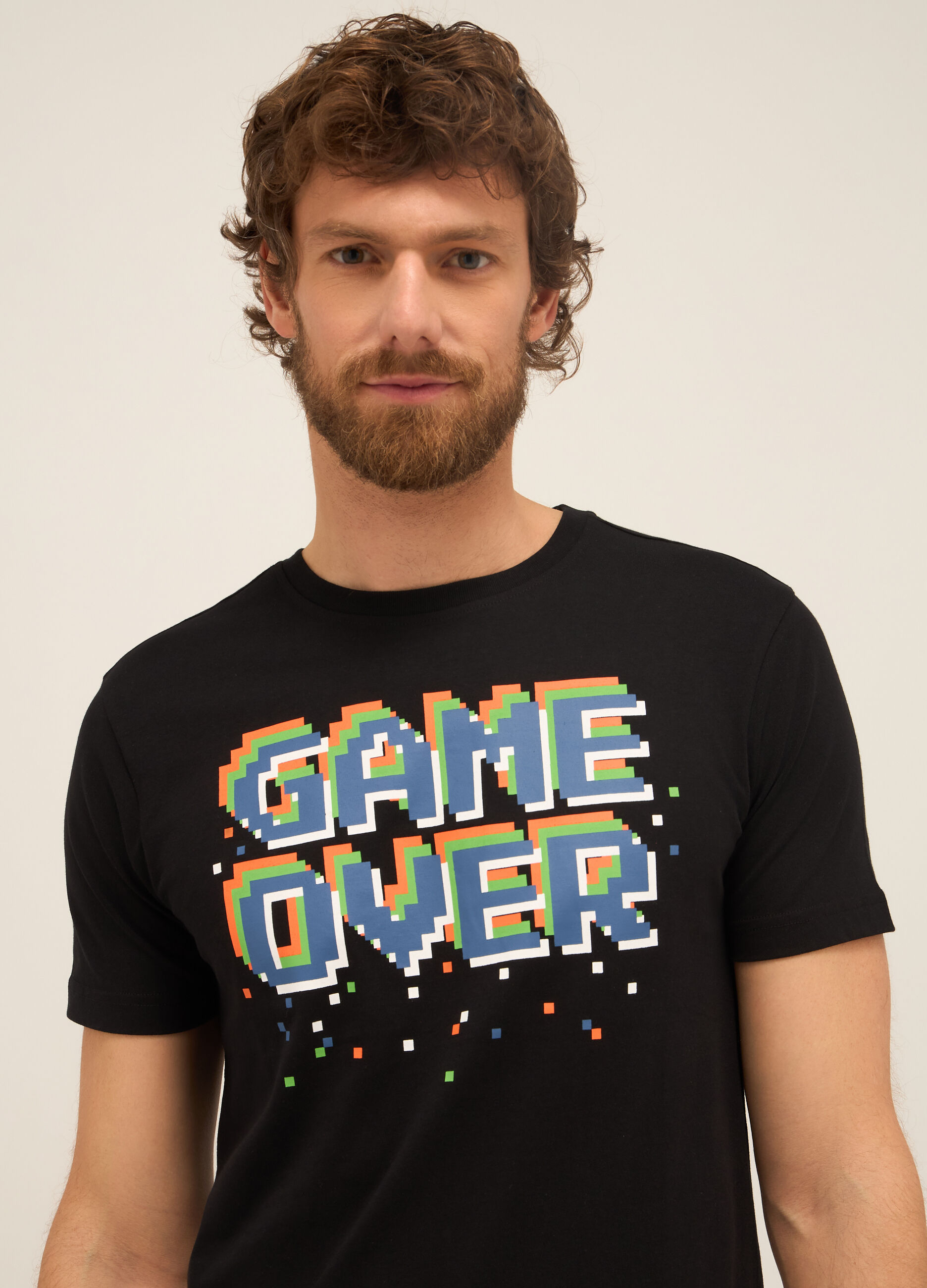 T-shirt girocollo in cotone con stampa uomo_2