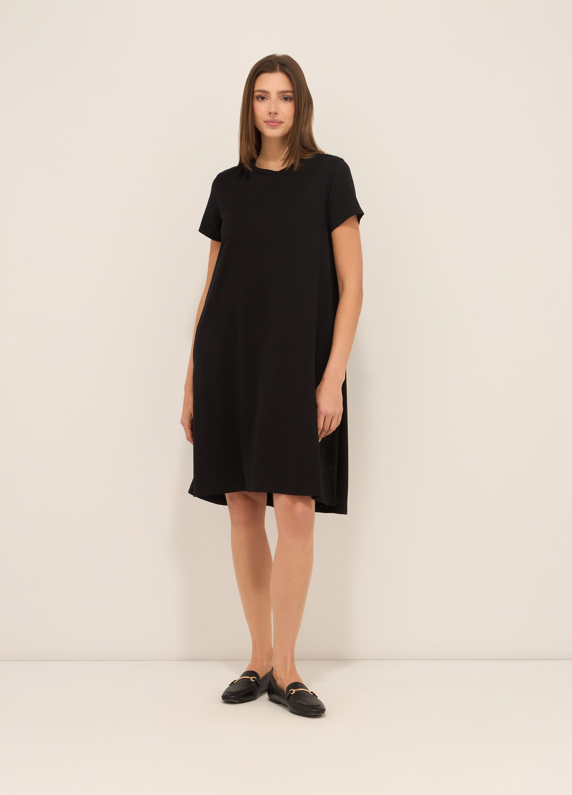 Abito corto in jersey di cotone stretch donna_0