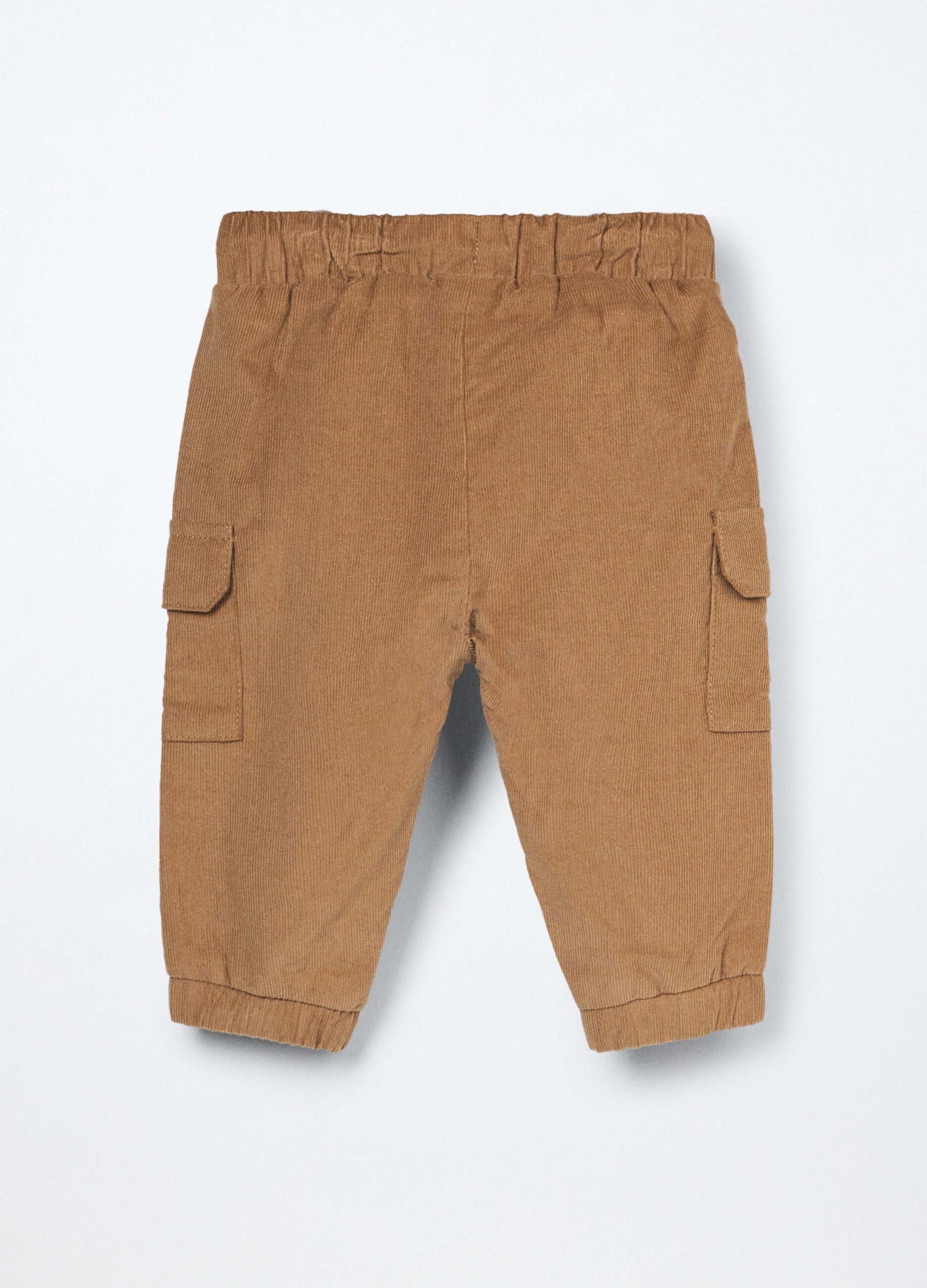 Pantaloni cargo in velluto a coste di puro cotone neonata_1