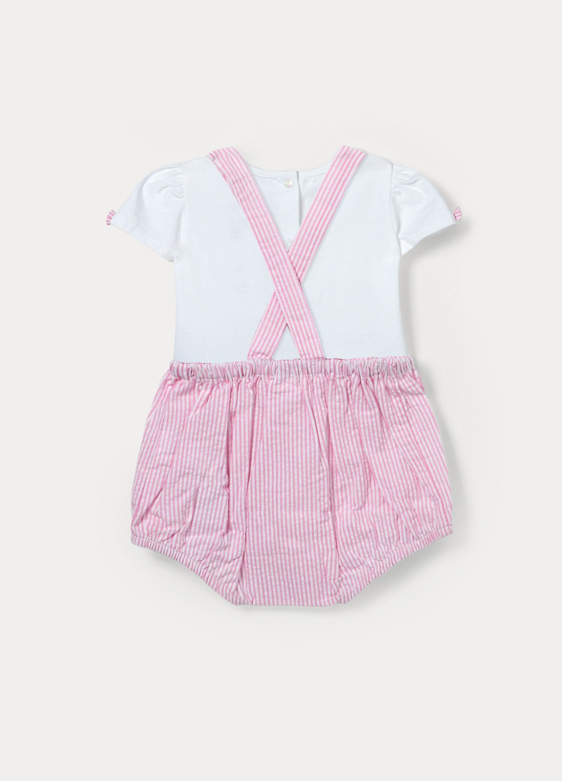 Body-salopette in misto cotone seersucker neonata_1