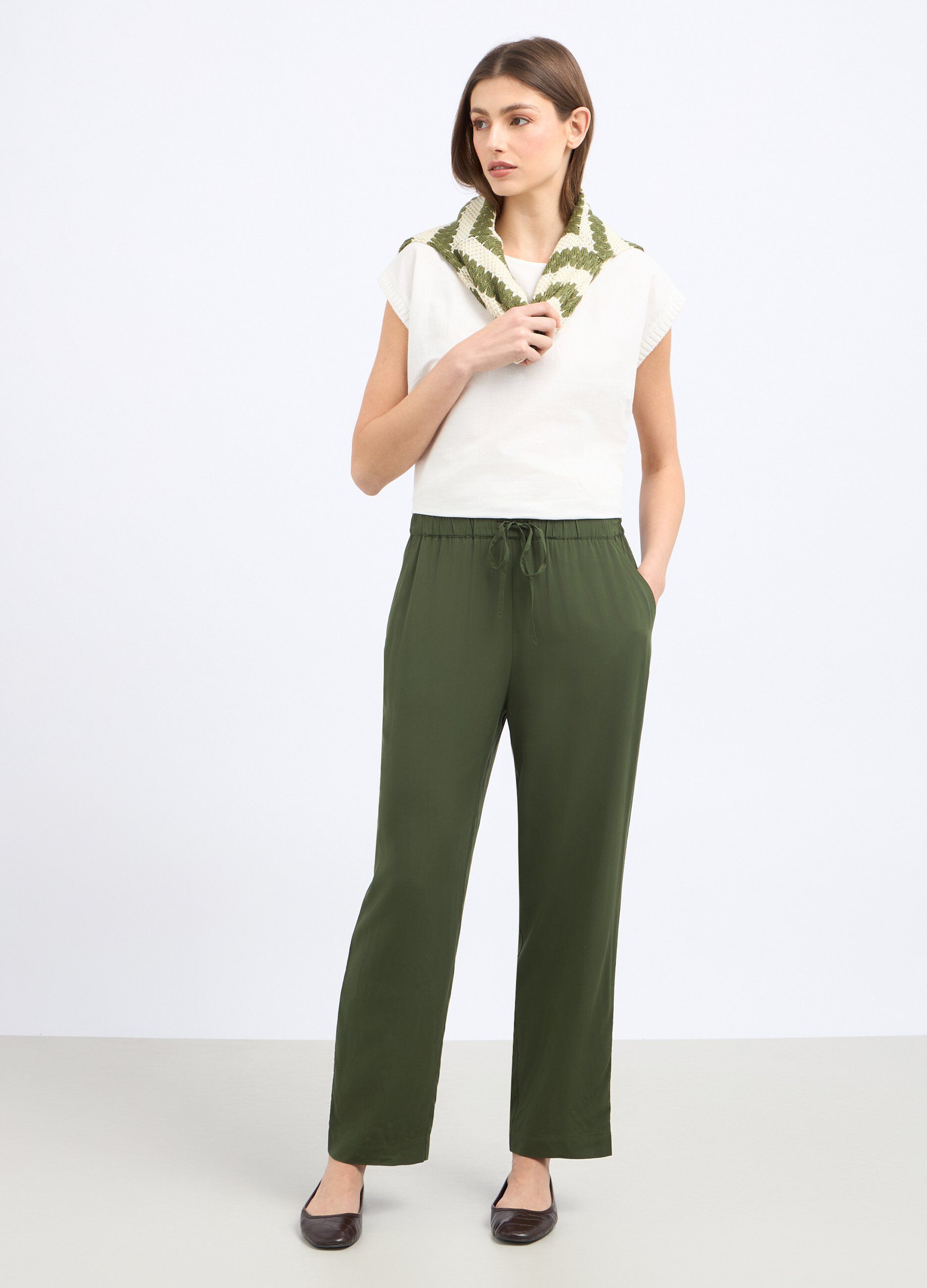 Pantaloni in pura viscosa donna_0