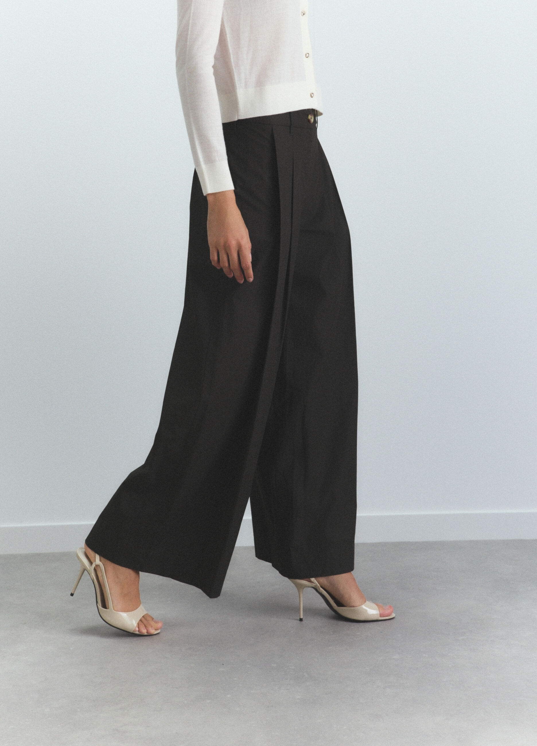 Pantaloni Fit Regular in popeline di puro cotone donna_2