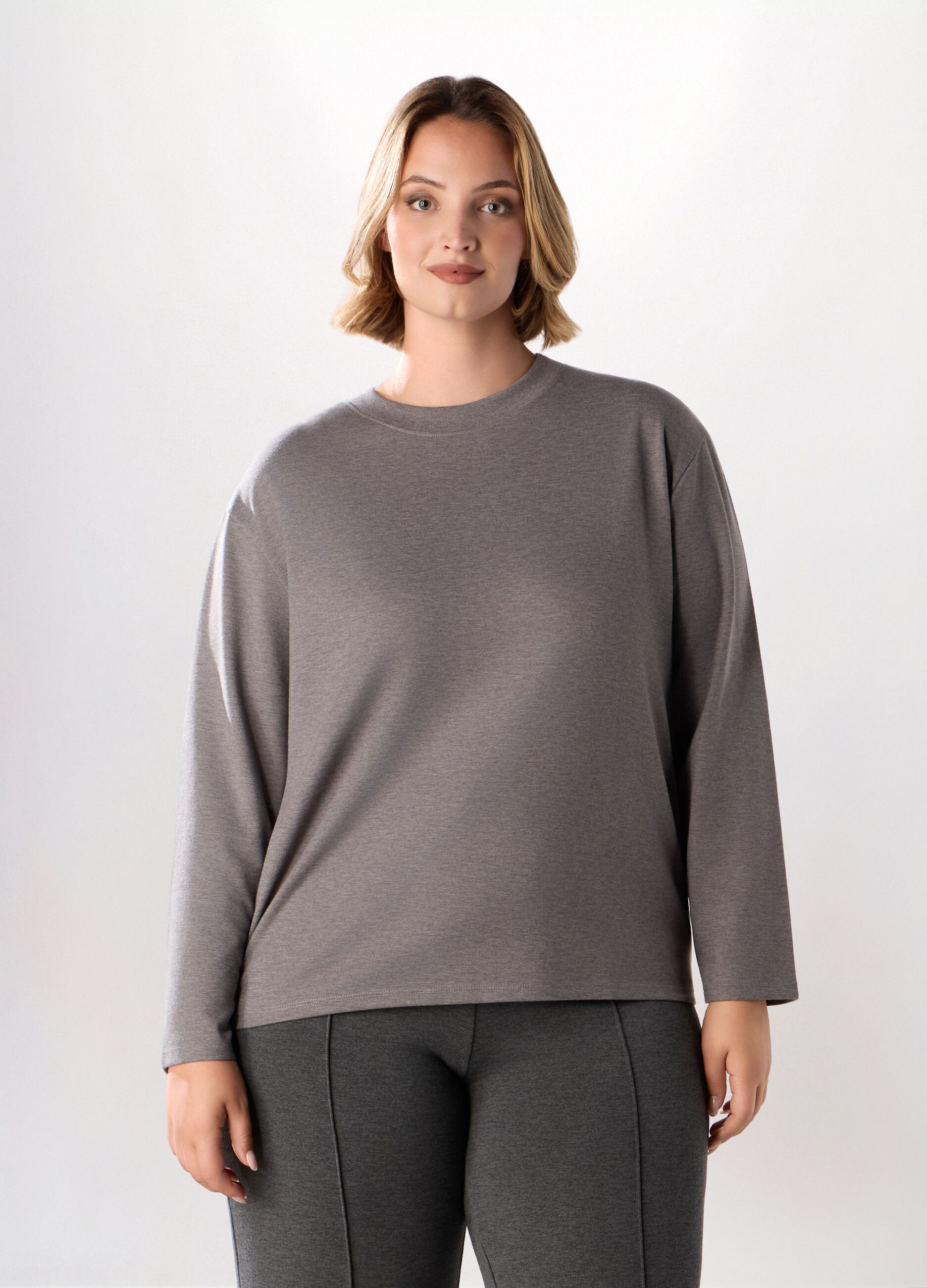 T-shirt in interlock di cotone stretch donna_0