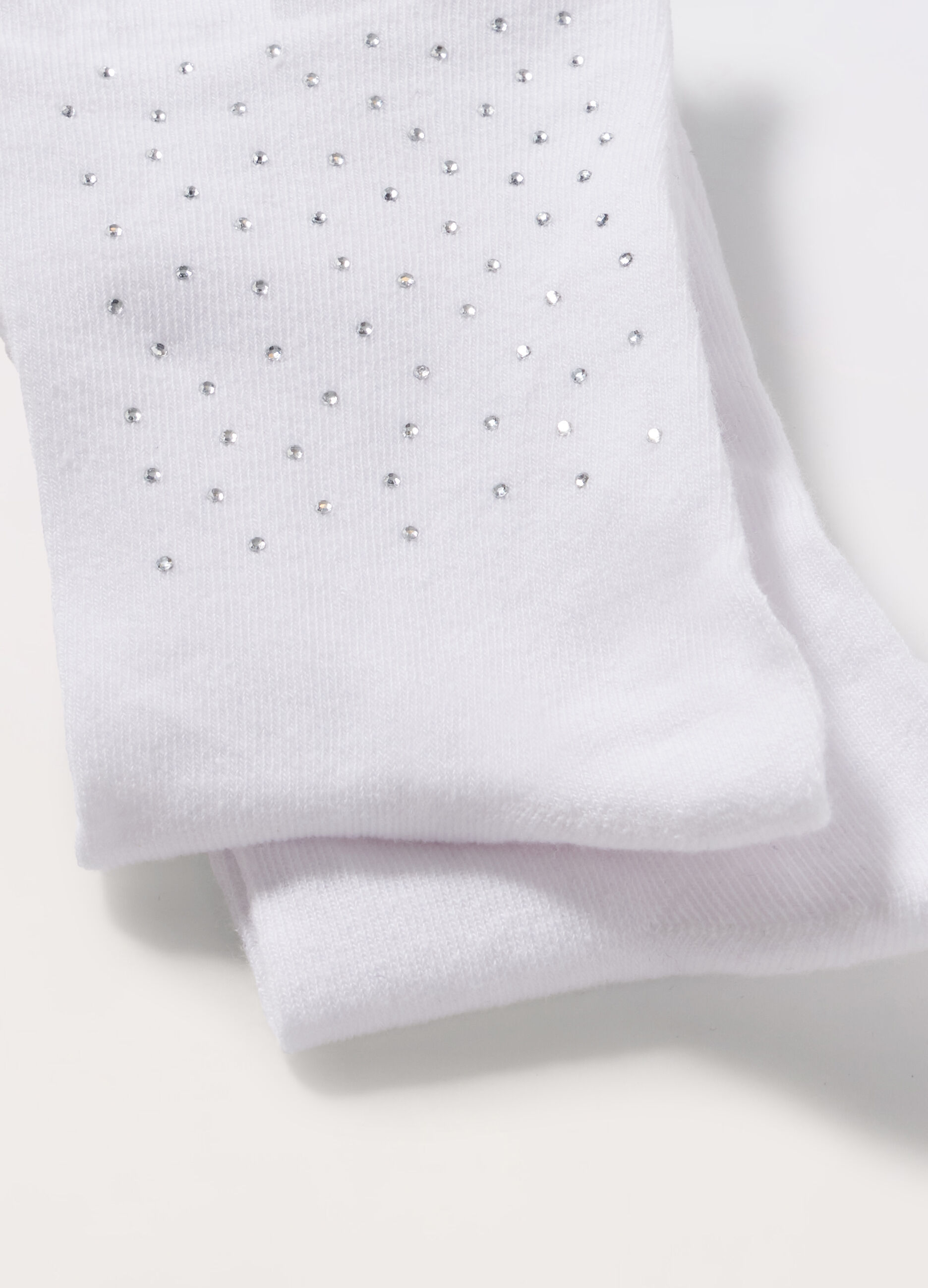 Calze in misto cotone con strass donna_1