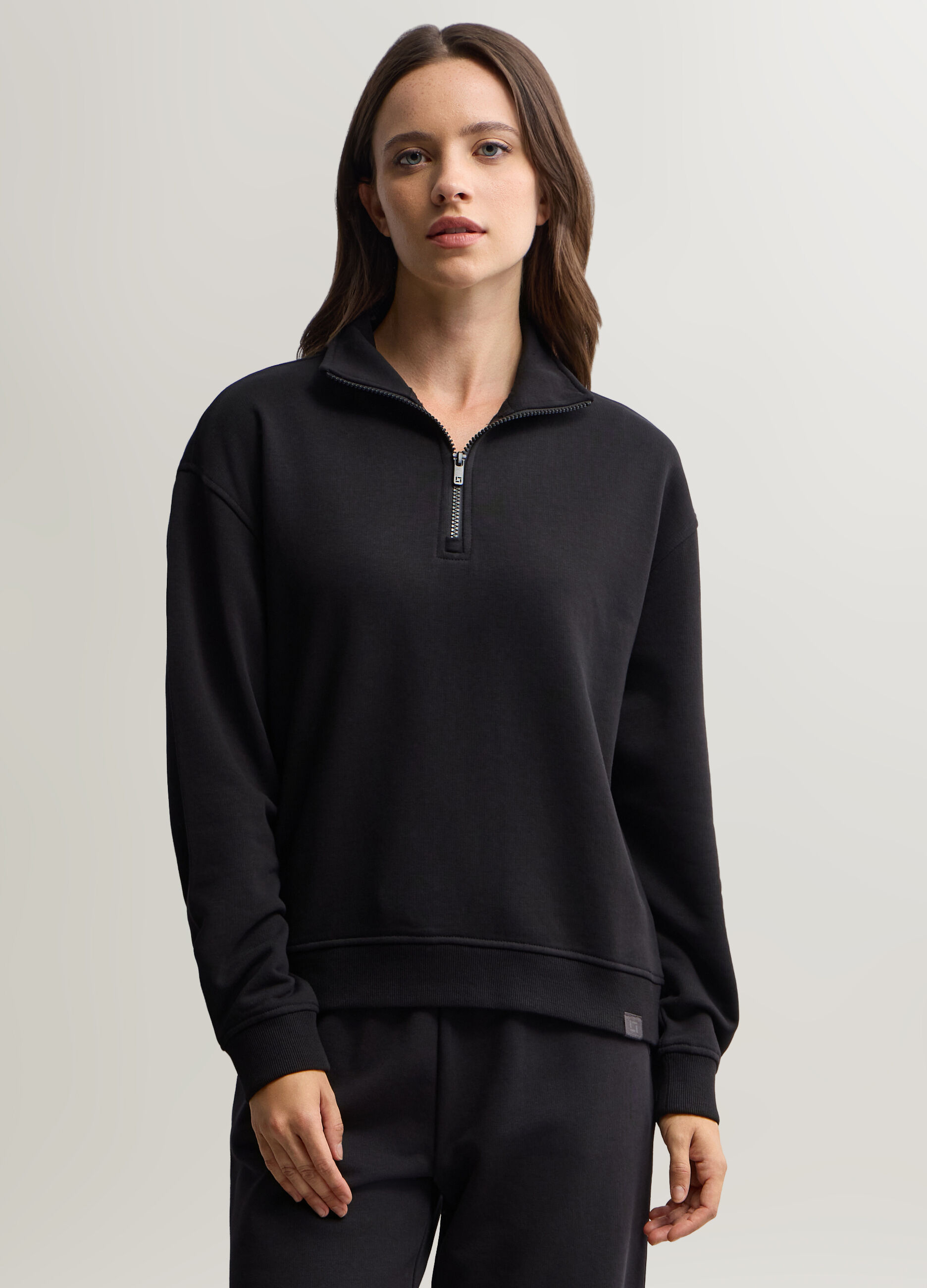 Felpa Relaxed Fit con chiusura parziale a zip donna_0