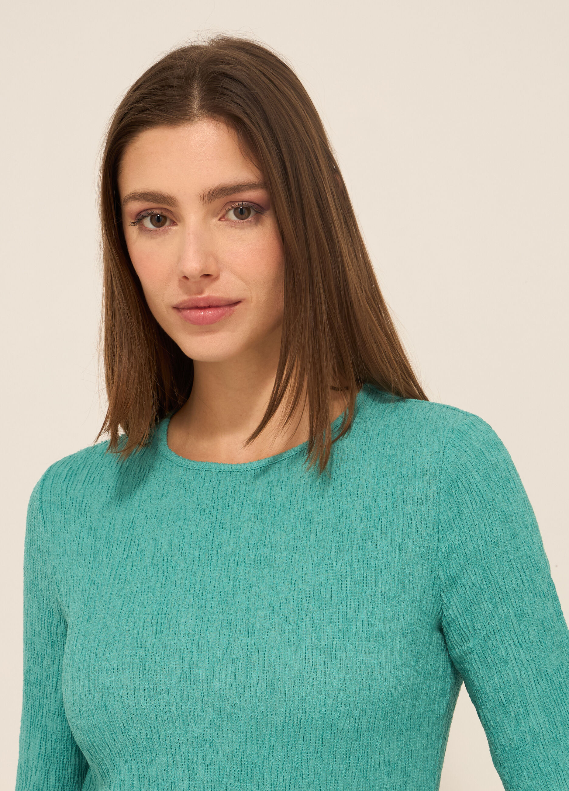 T-shirt misto viscosa crinkle donna_2