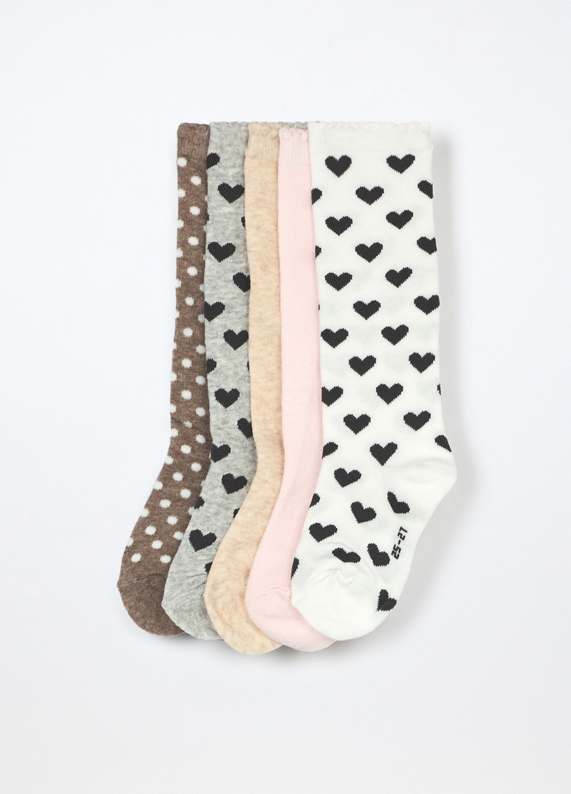 Pack 5 calze lunghe in cotone stretch bambina_0