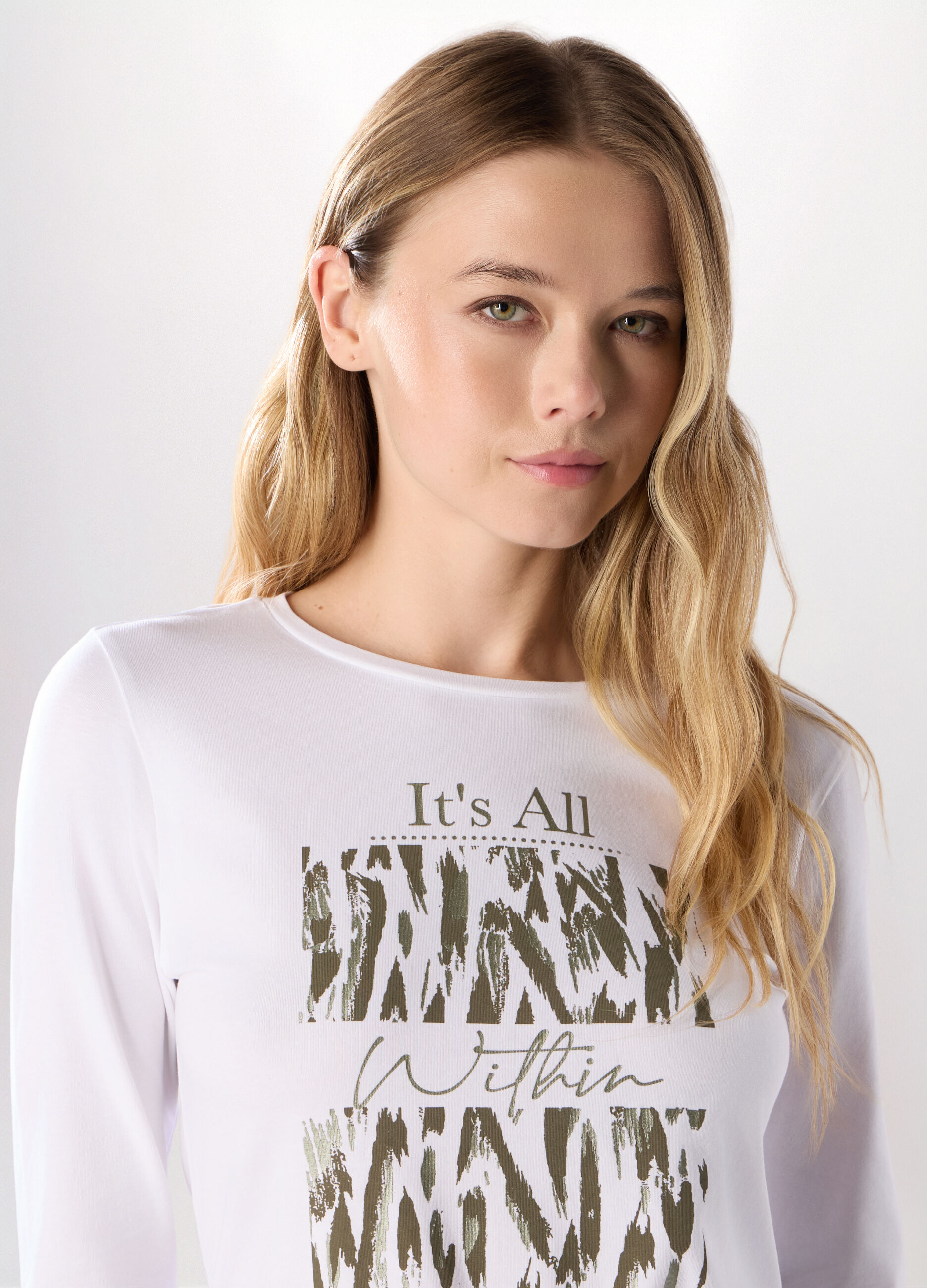 T-shirt in jersey di cotone stretch donna_2