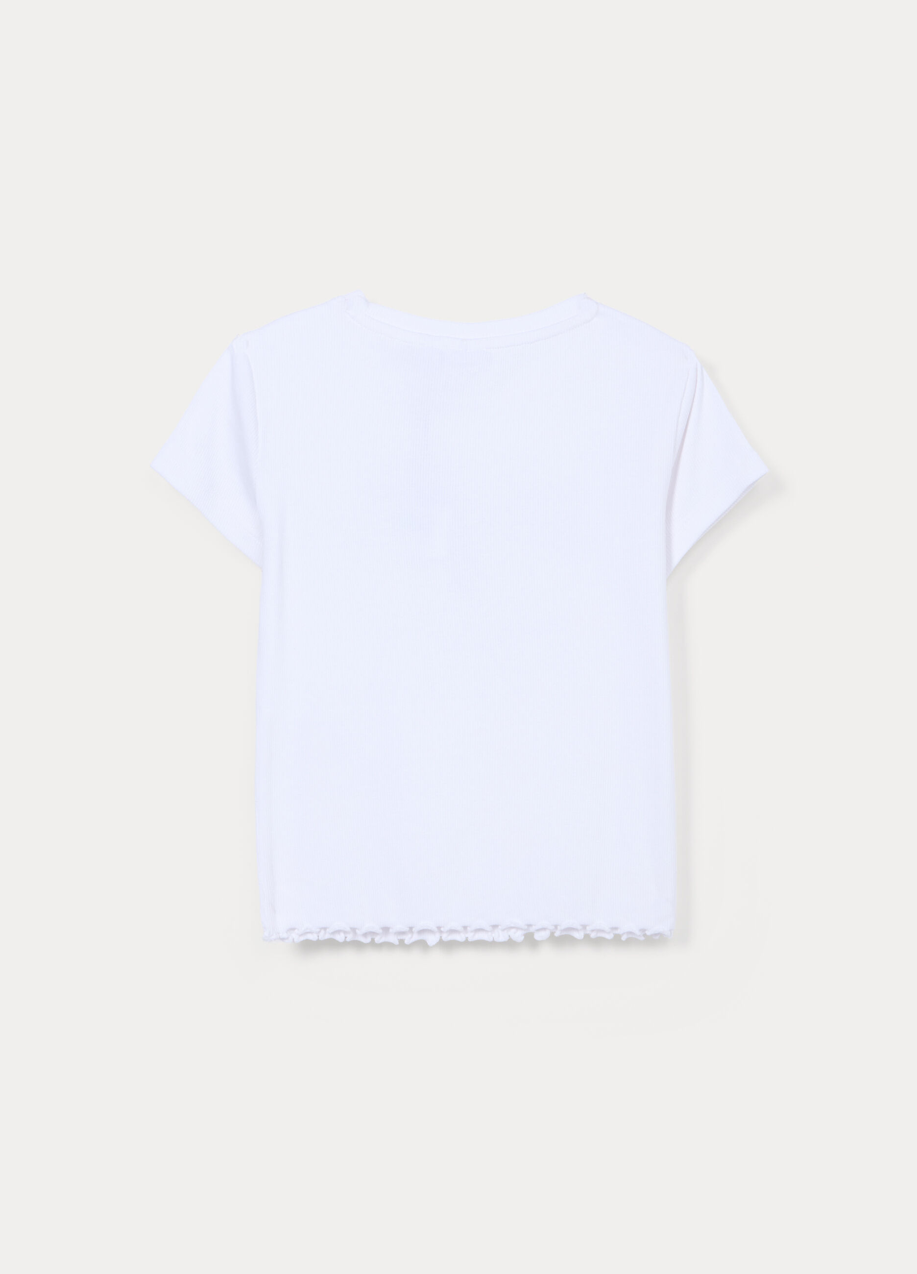 T-shirt girocollo fitted in costina di cotone stretch ragazza_1
