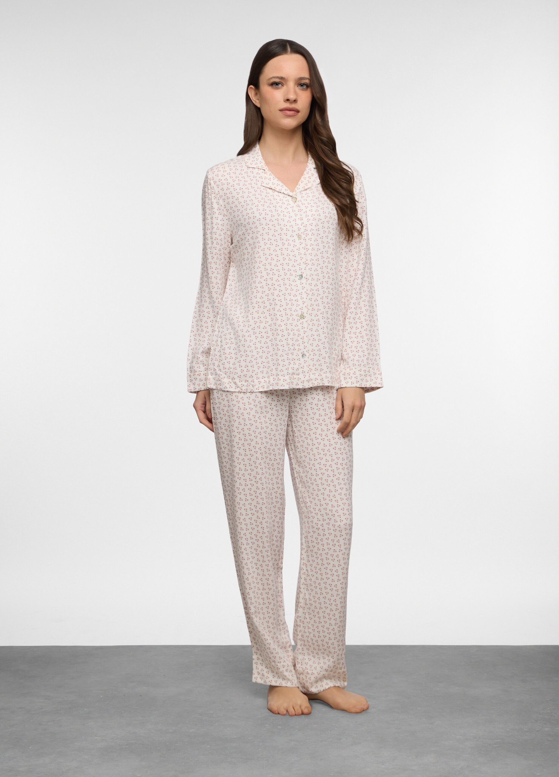 Set pigiama lungo in twill di pura viscosa donna_0