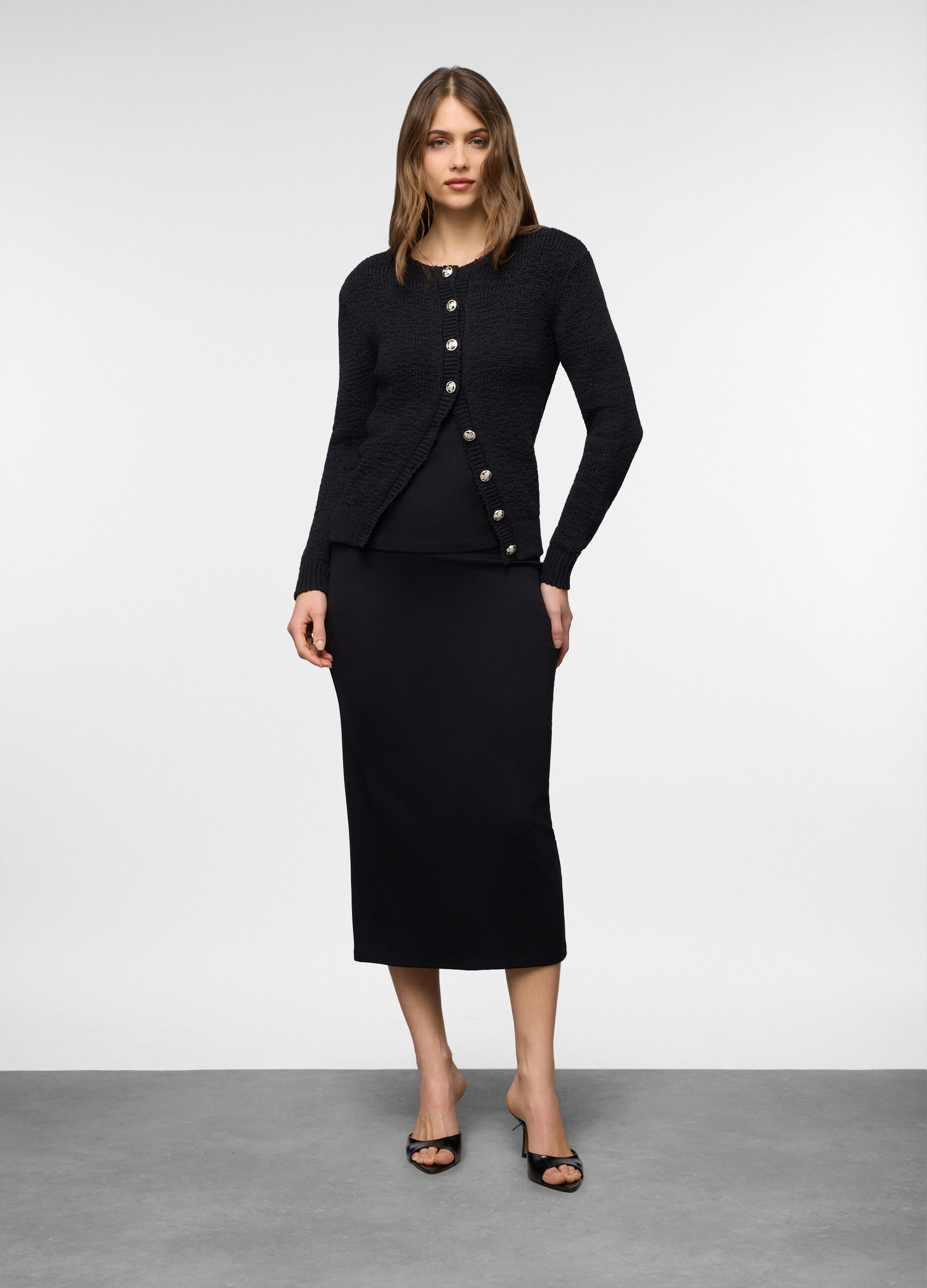 Cardigan girocollo operato donna_0