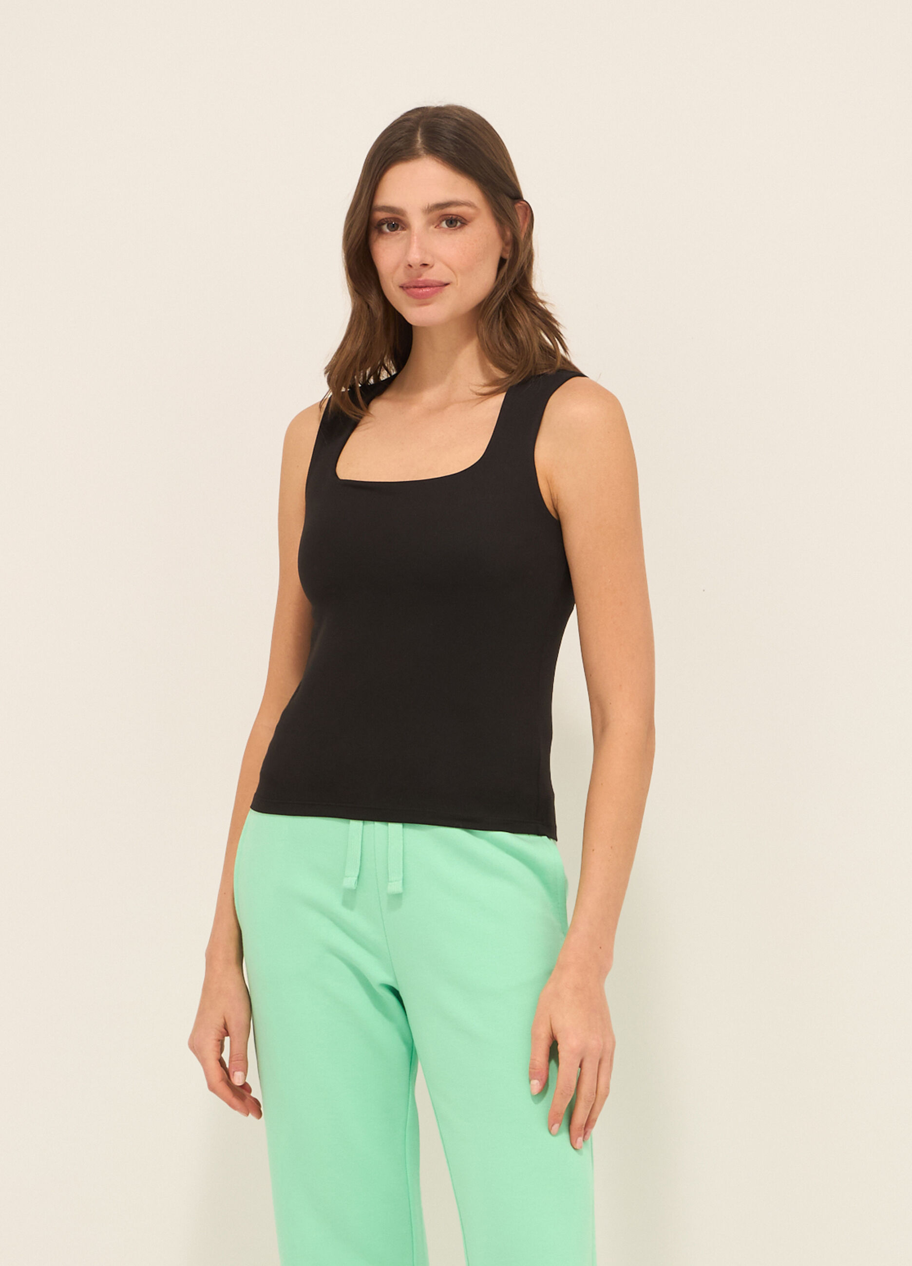 Top in tessuto stretch donna_0