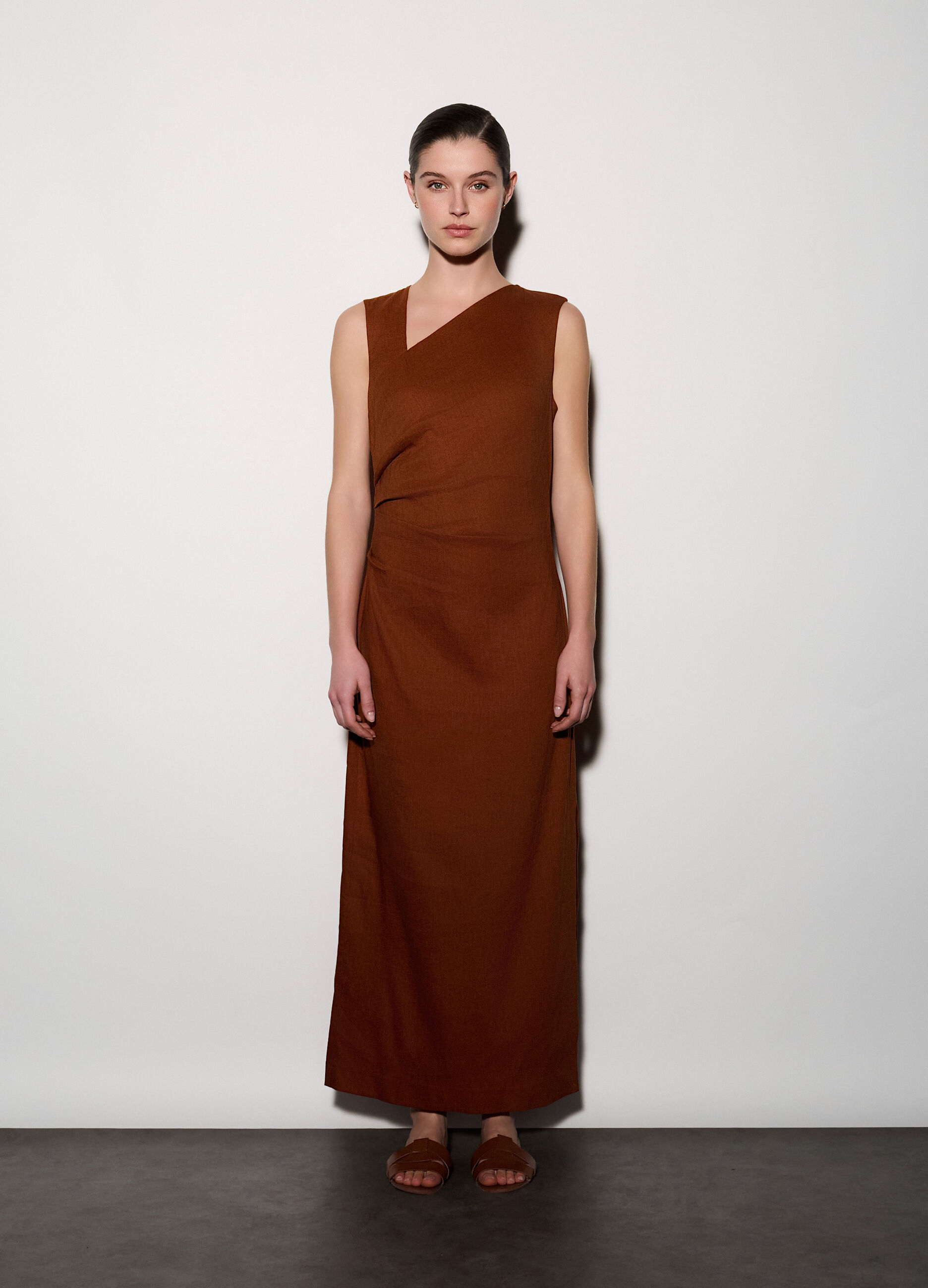 Abito lungo misto lino donna_1