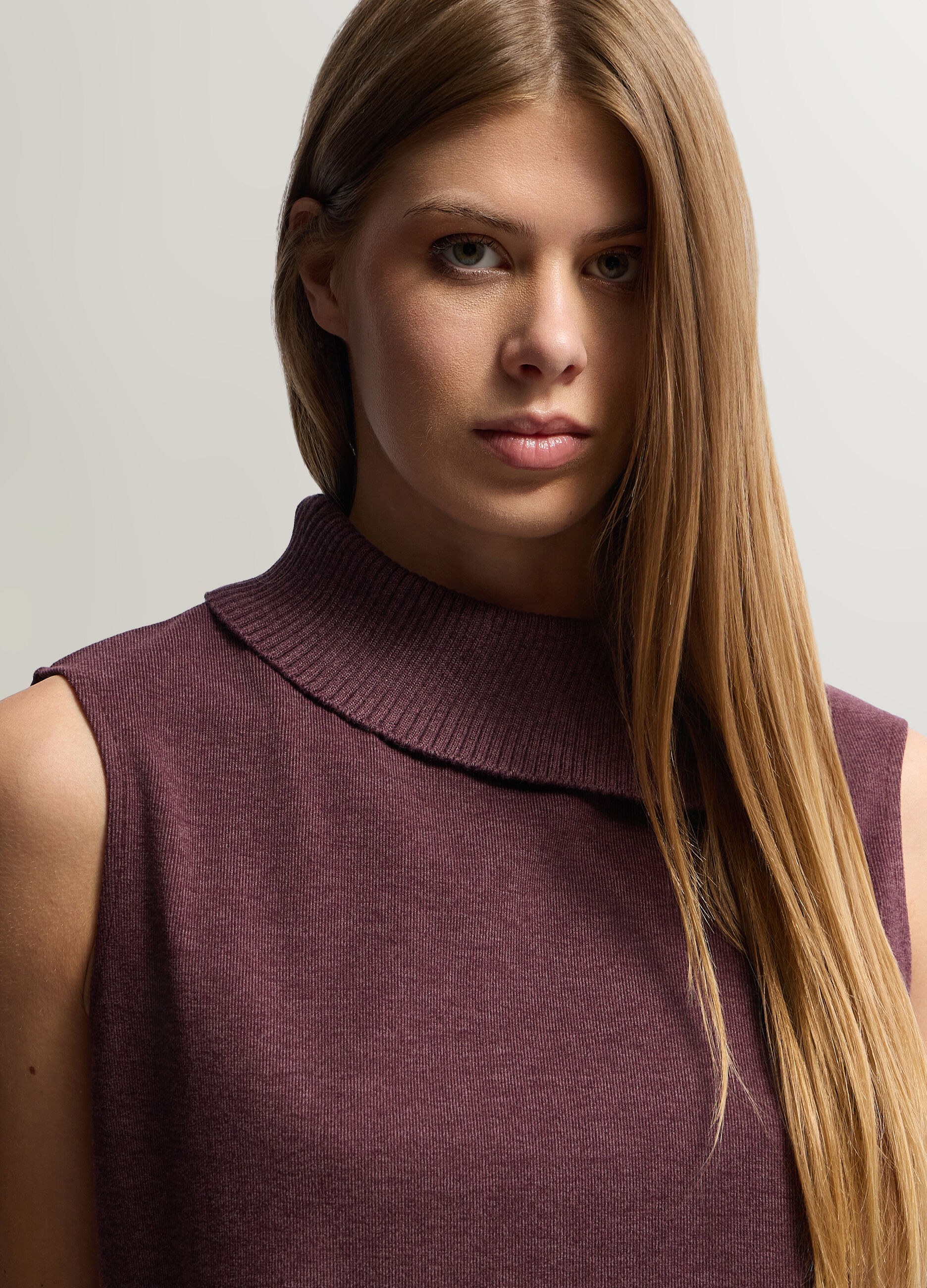 Gilet In maglia rasata misto viscosa stretch donna_2