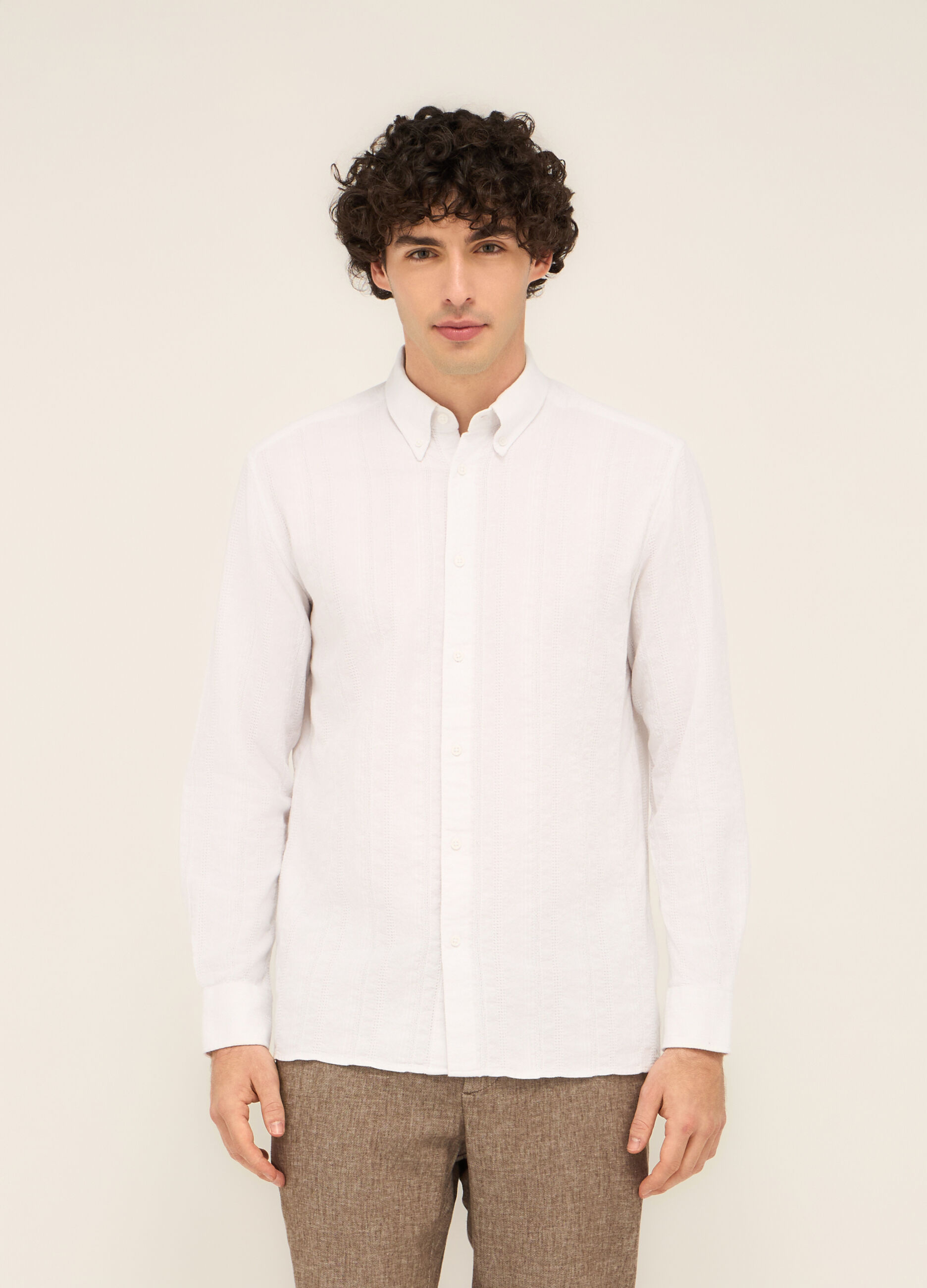Camicia colletto button-down in cotone uomo