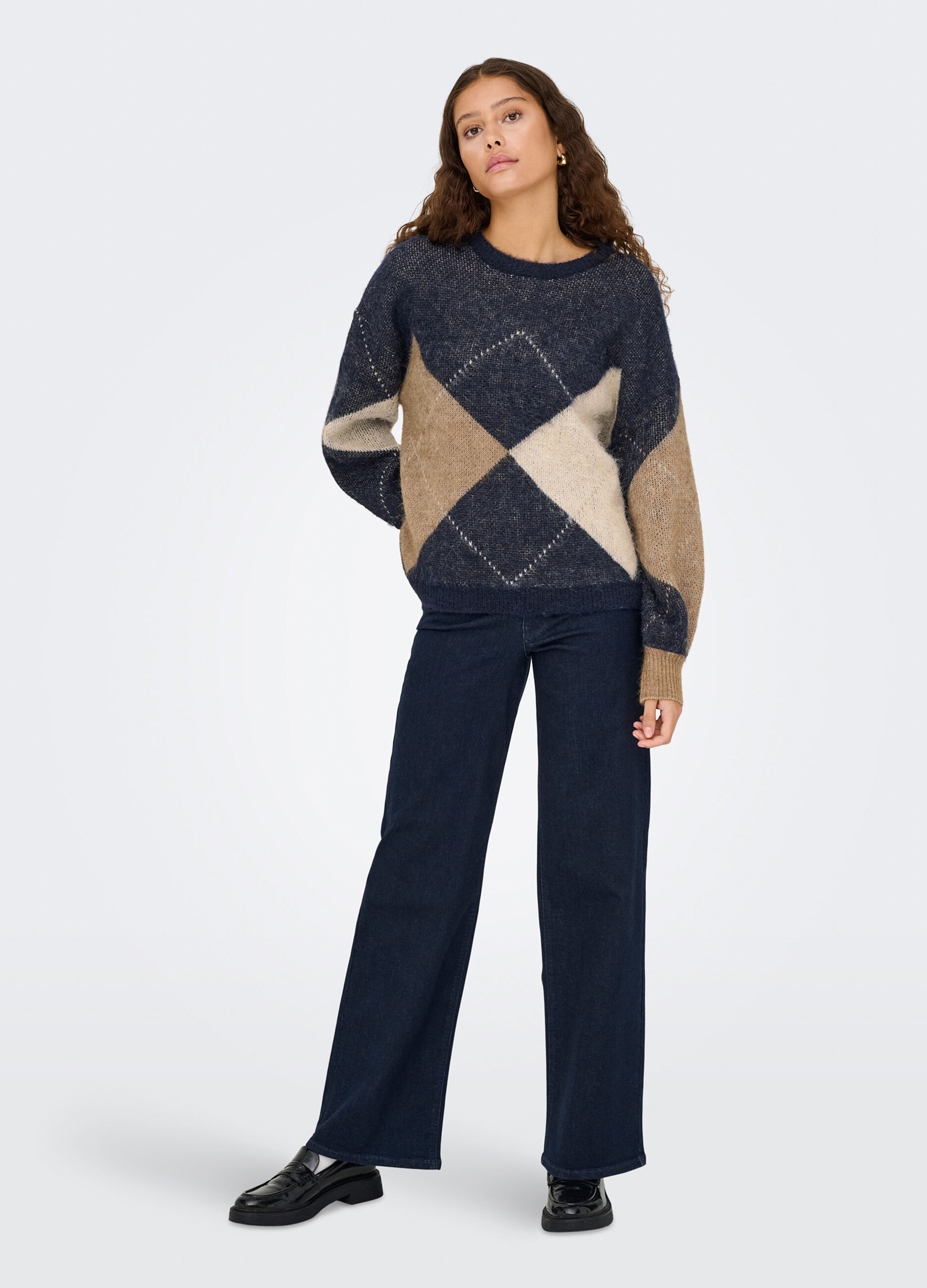 Pullover jaquard a quadri donna_2