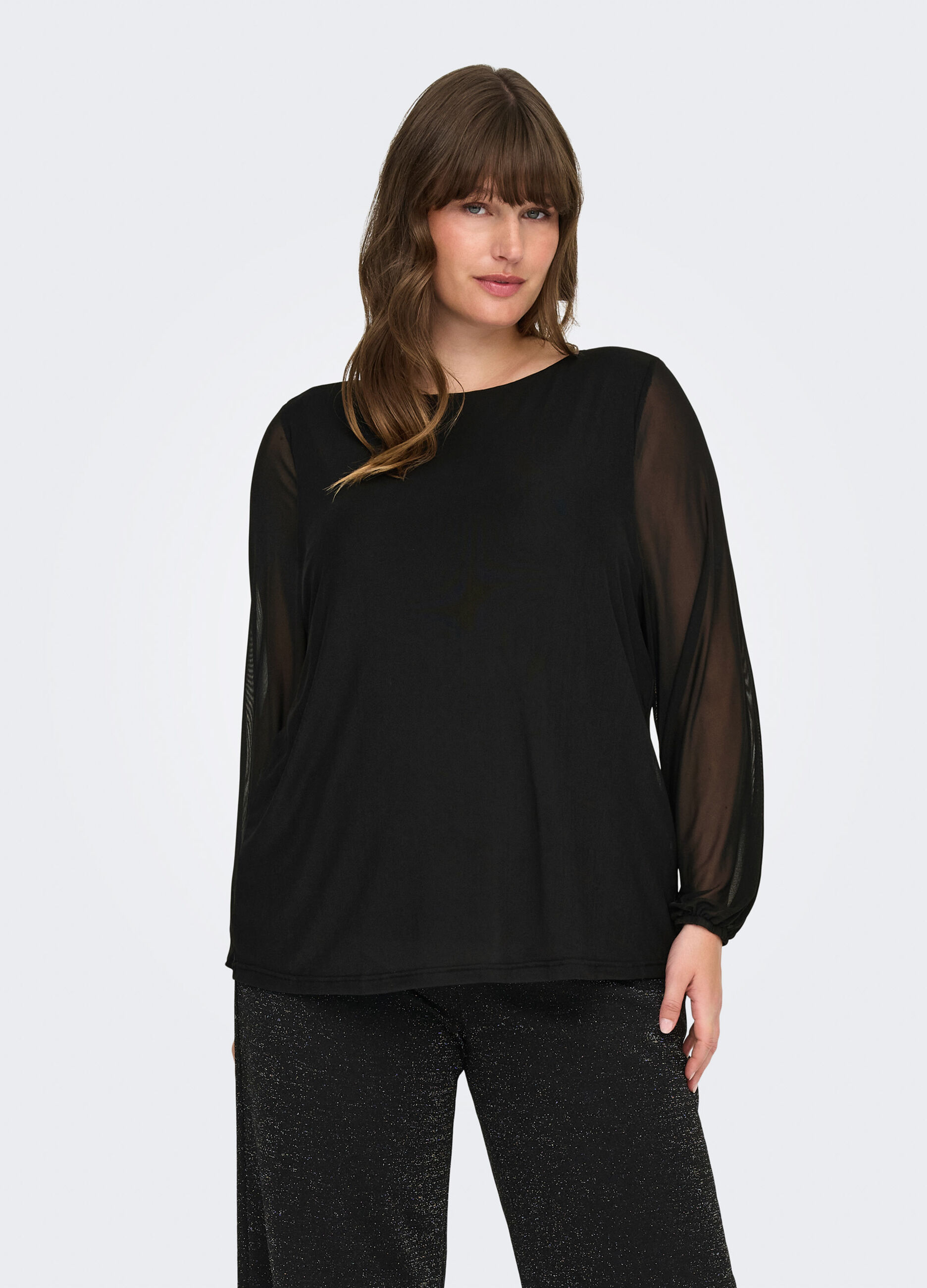 Blusa a maniche lunghe con scollo a barca_0