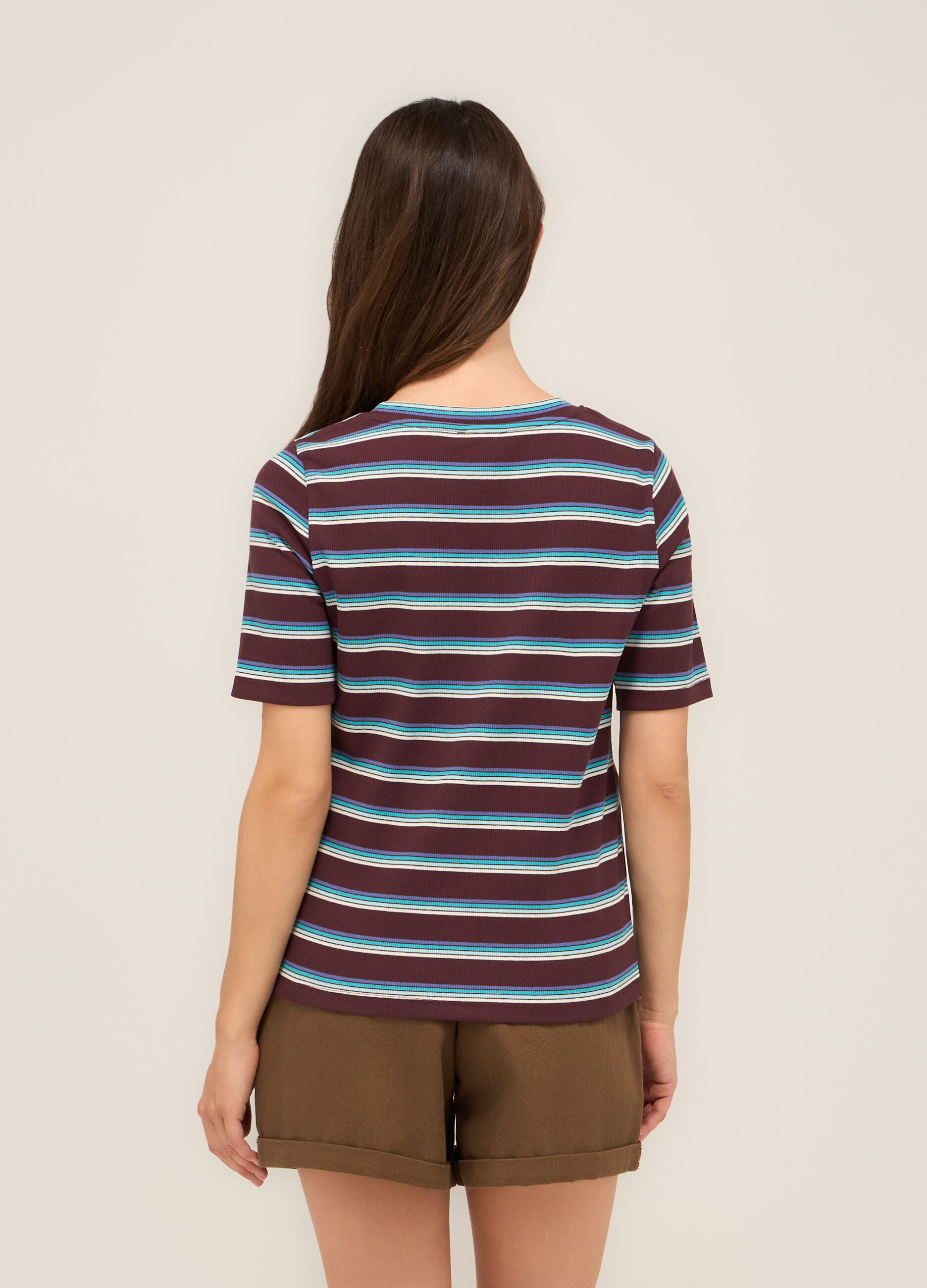 T-shirt in costina misto cotone donna_1