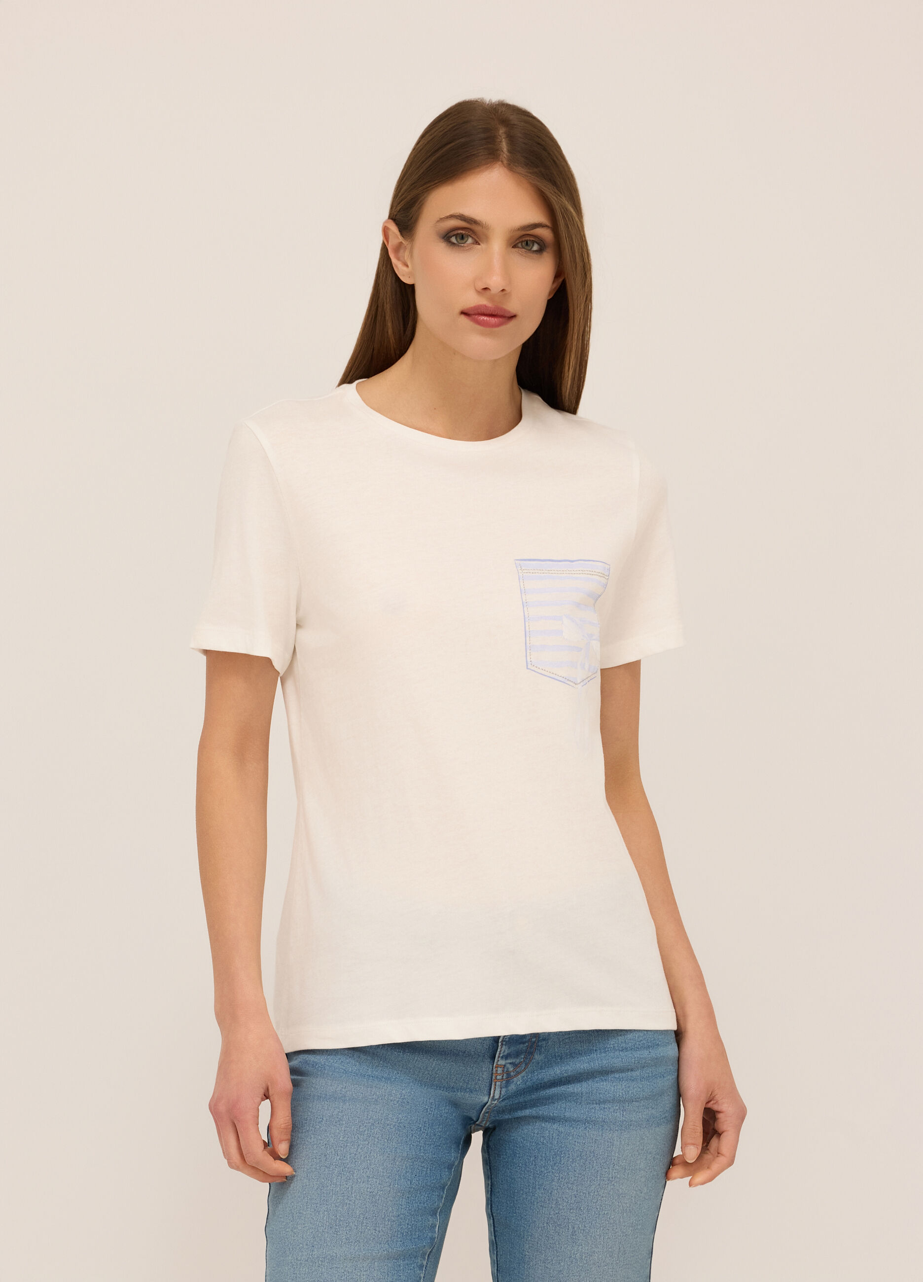T-shirt in jersey di puro cotone donna_0