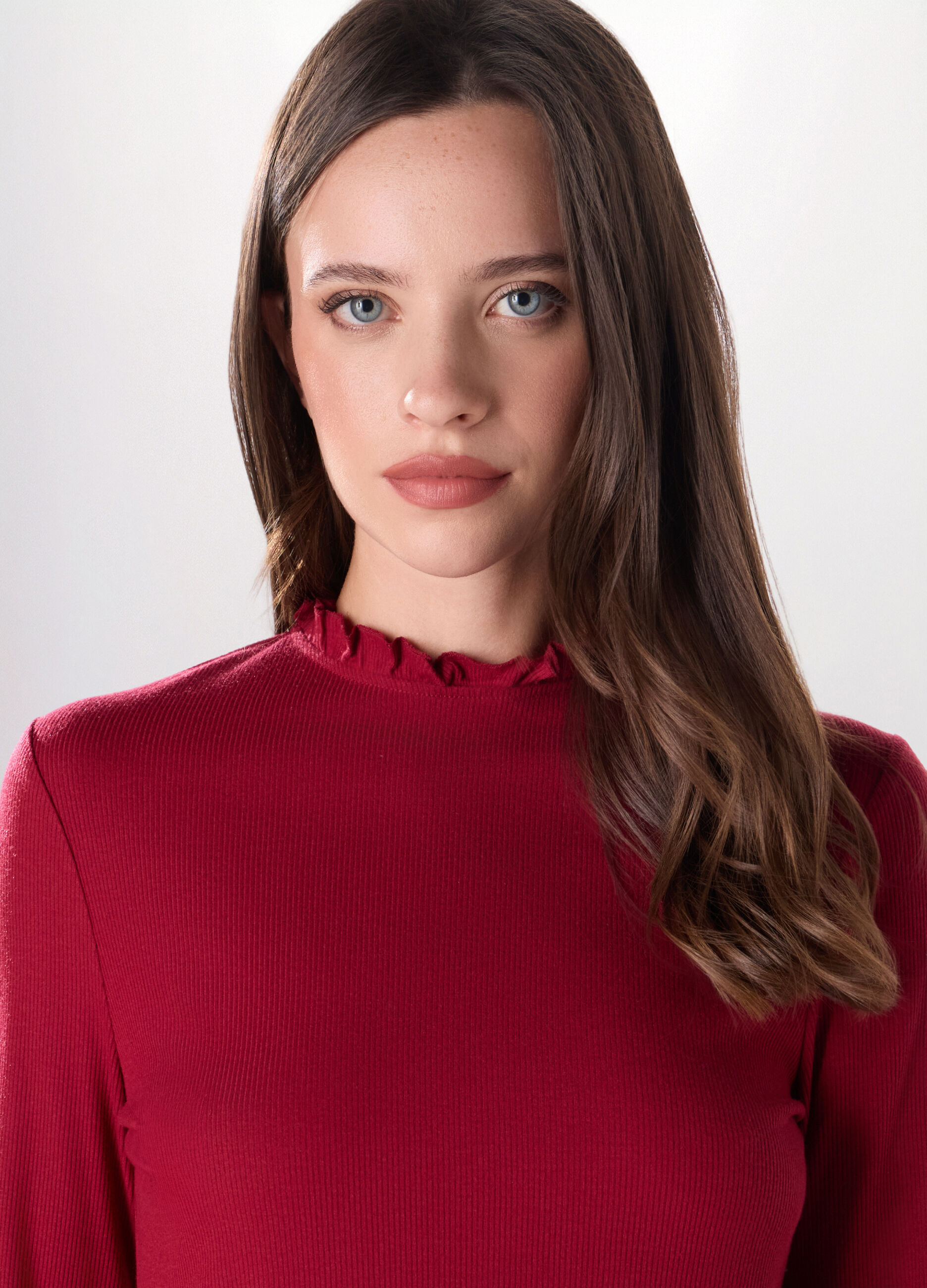 T-shirt in costina di misto viscosa stretch donna_2