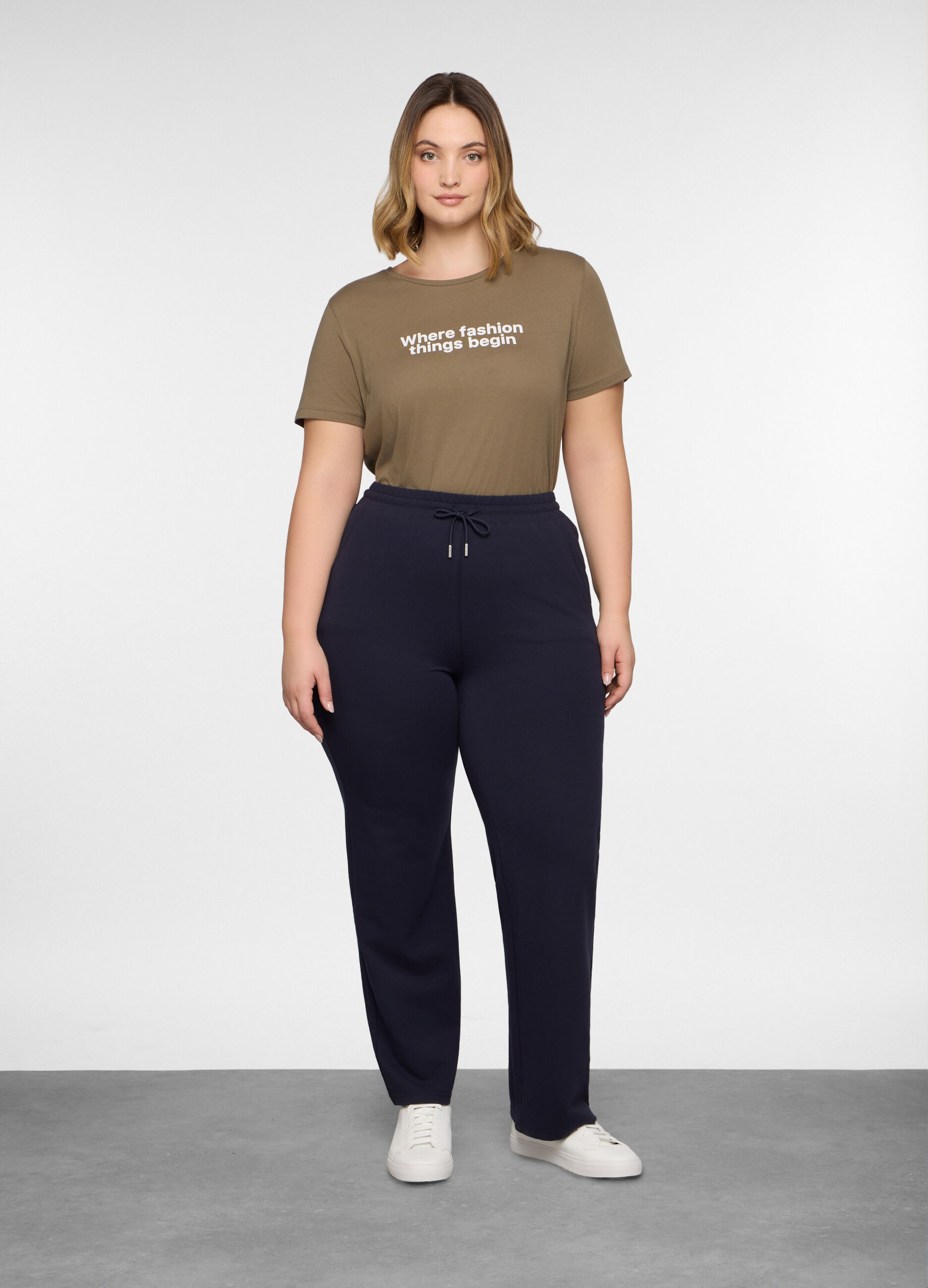Jogger in french terry stretch donna curvy_0