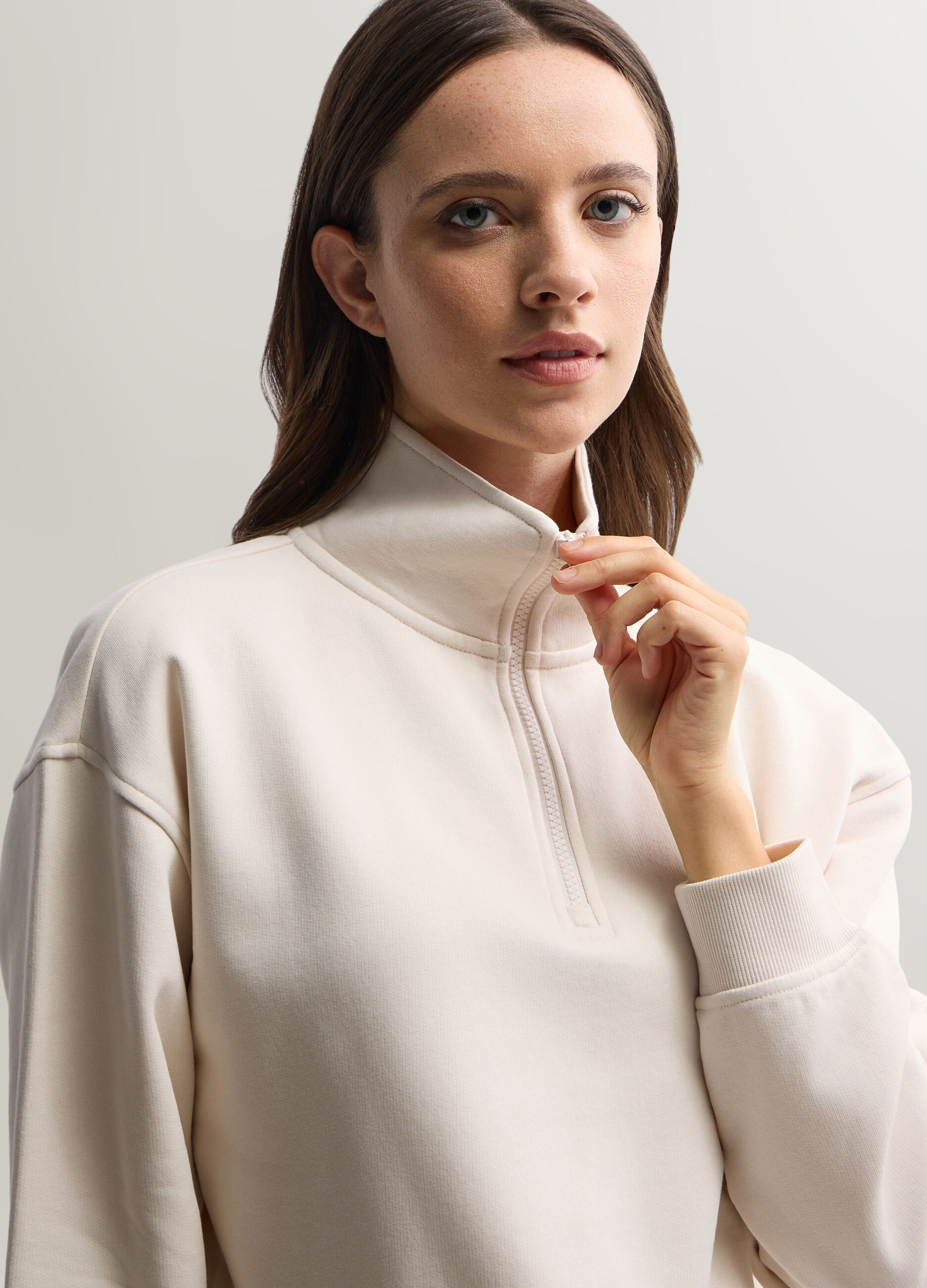 Felpa Relaxed Fit con chiusura parziale a zip donna_2