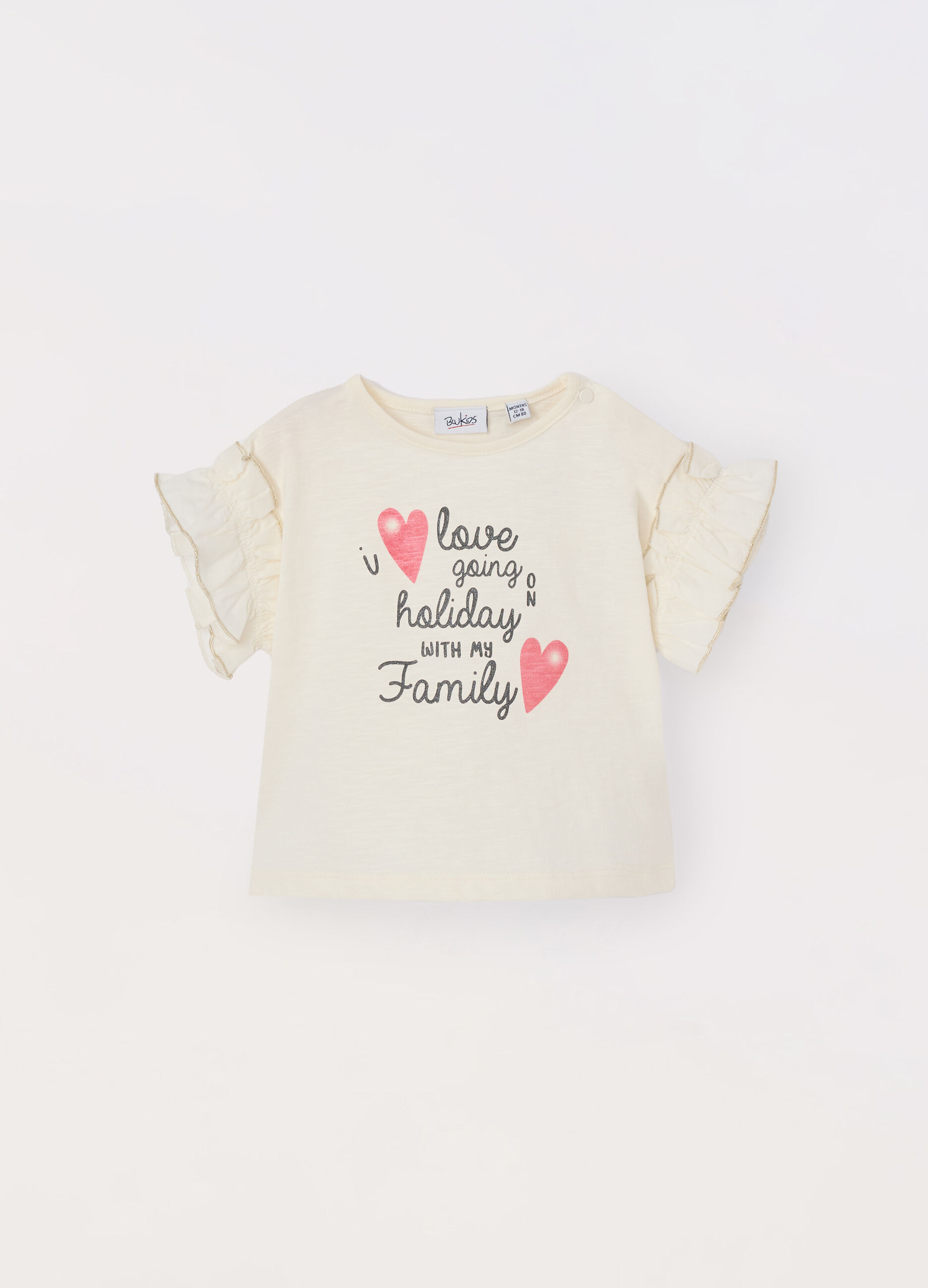 T-shirt in jersey slub di puro cotone neonata