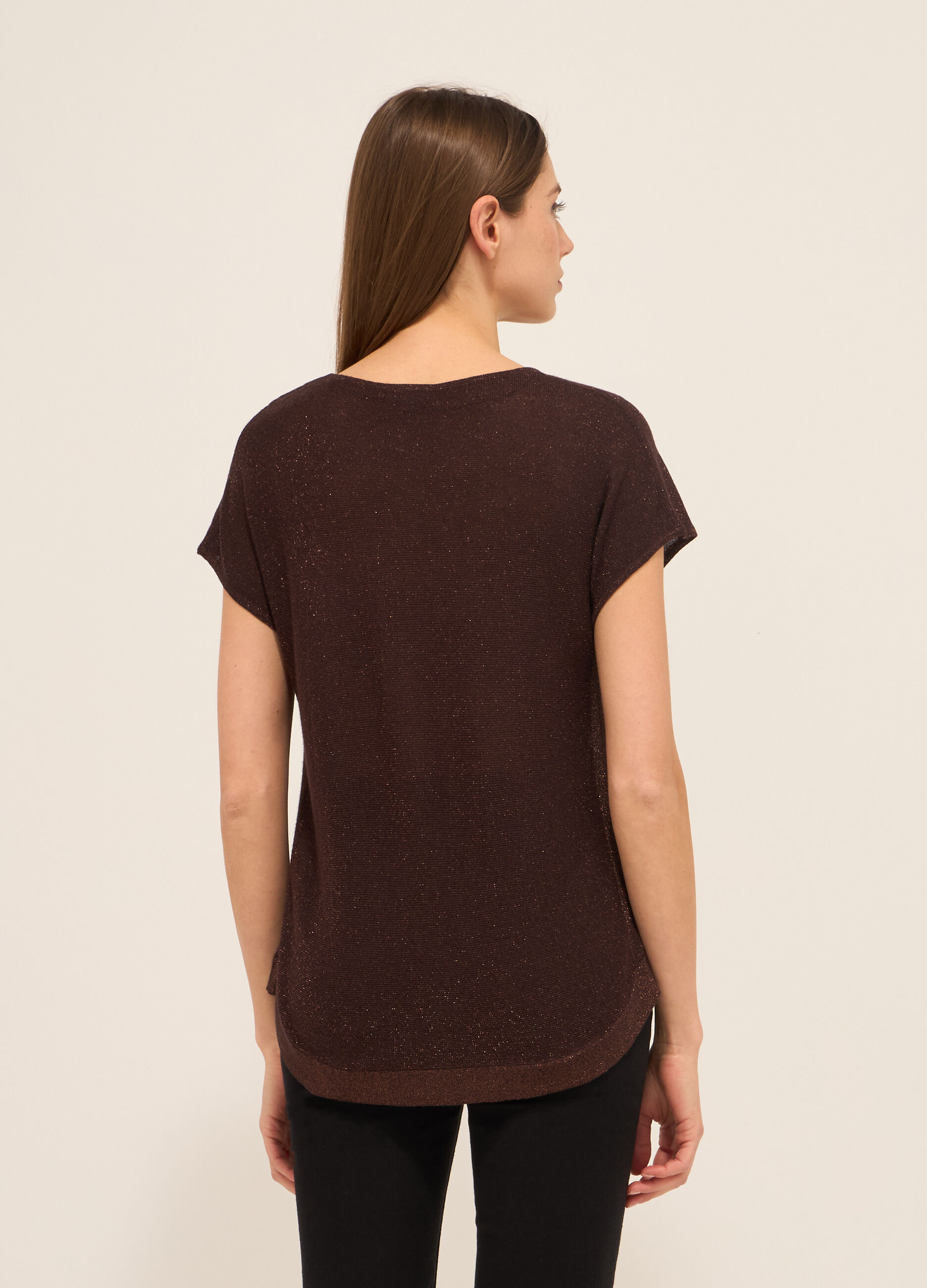 Tricot misto viscosa a maniche corte donna_1