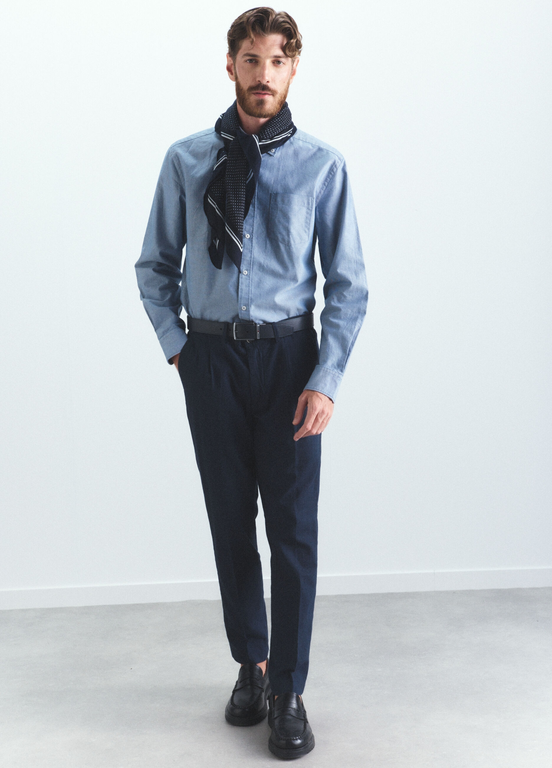 Camicia regular fit in cotone a righe uomo_0