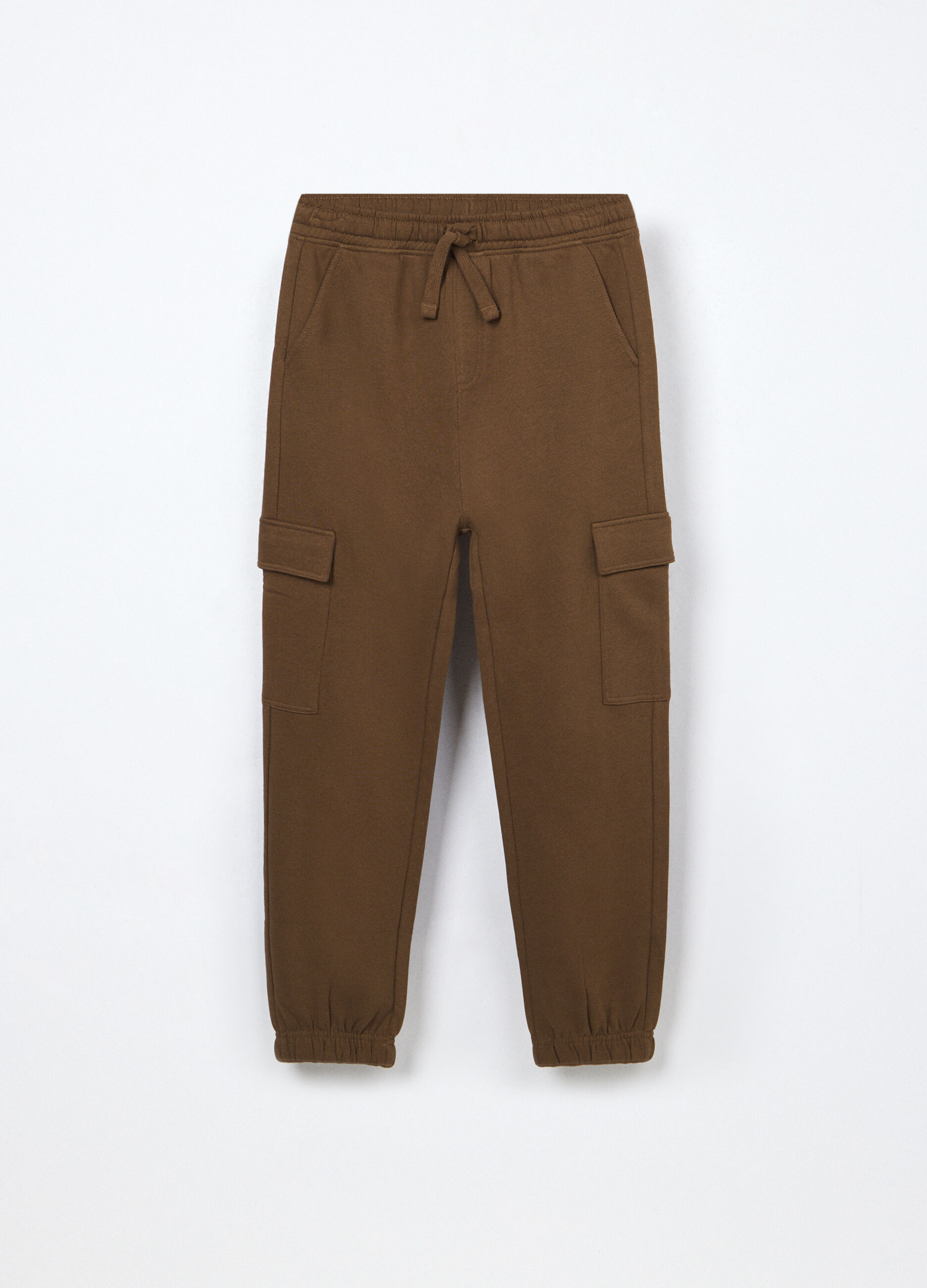 Jogger cargo in puro cotone fleece ragazzo_0