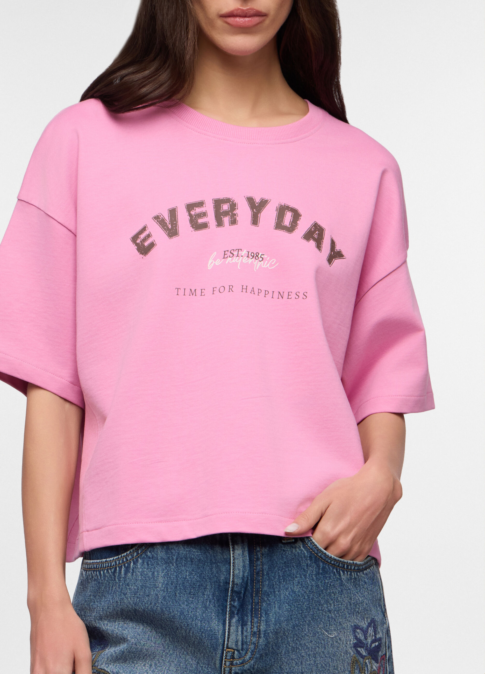 T-shirt girocollo Boxy Fit donna_2