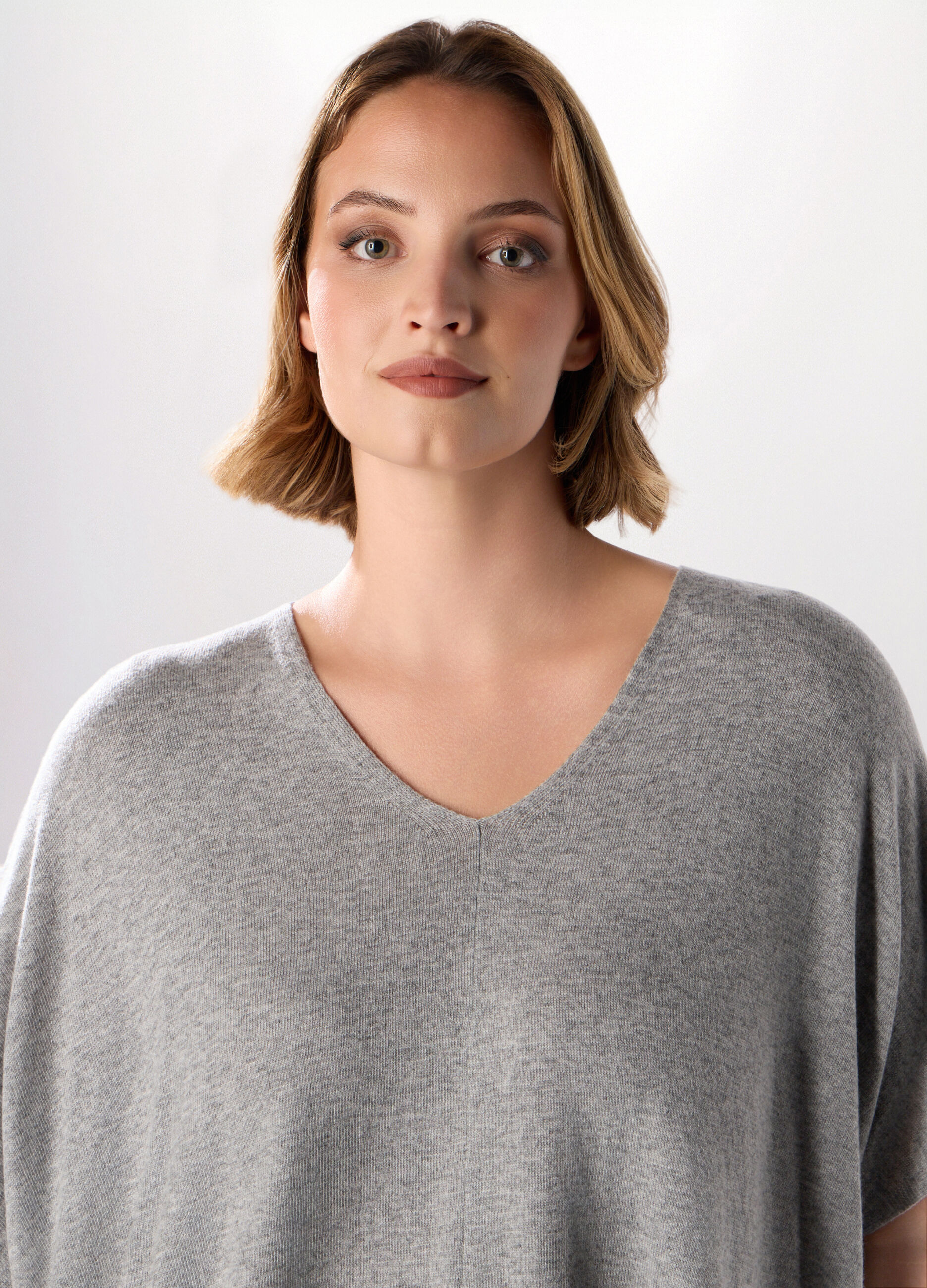 Maglia poncho in misto lana donna curvy_2