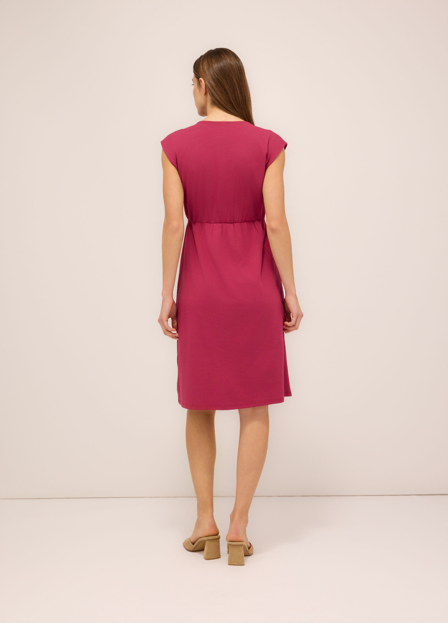 Abito smanicato in jersey di cotone stretch donna