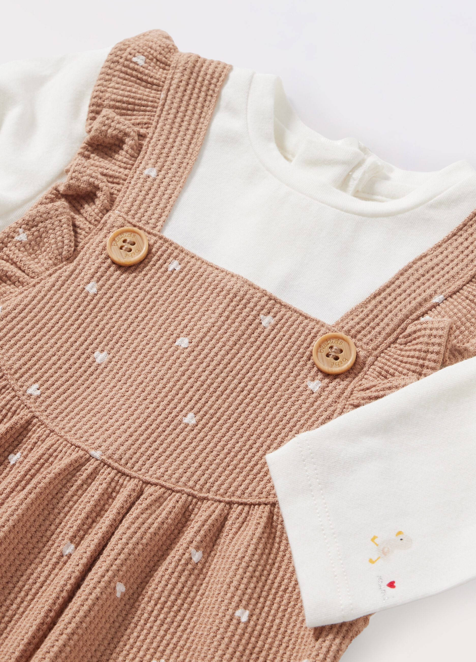 Set salopette + t-shirt in cotone stretch neonata_1