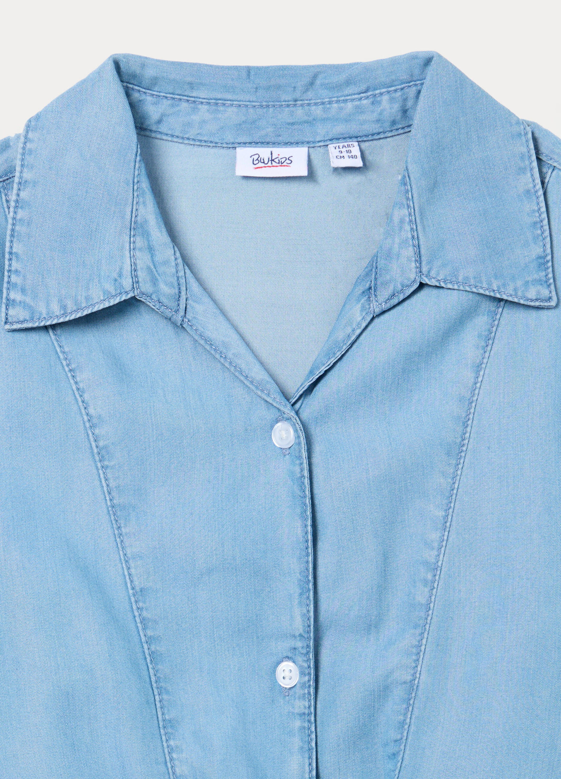 Camicia fit regular con colletto reverse in pura lyocell ragazza_2