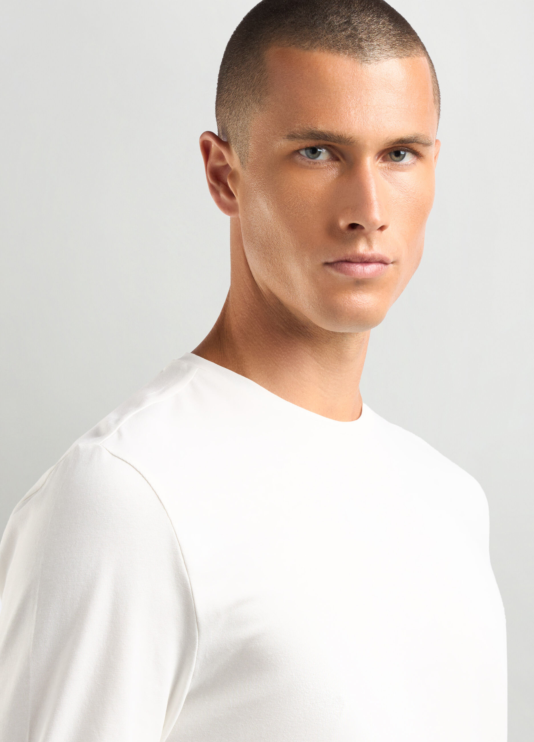 T-shirt a manica lunga in cotone stretch uomo_2