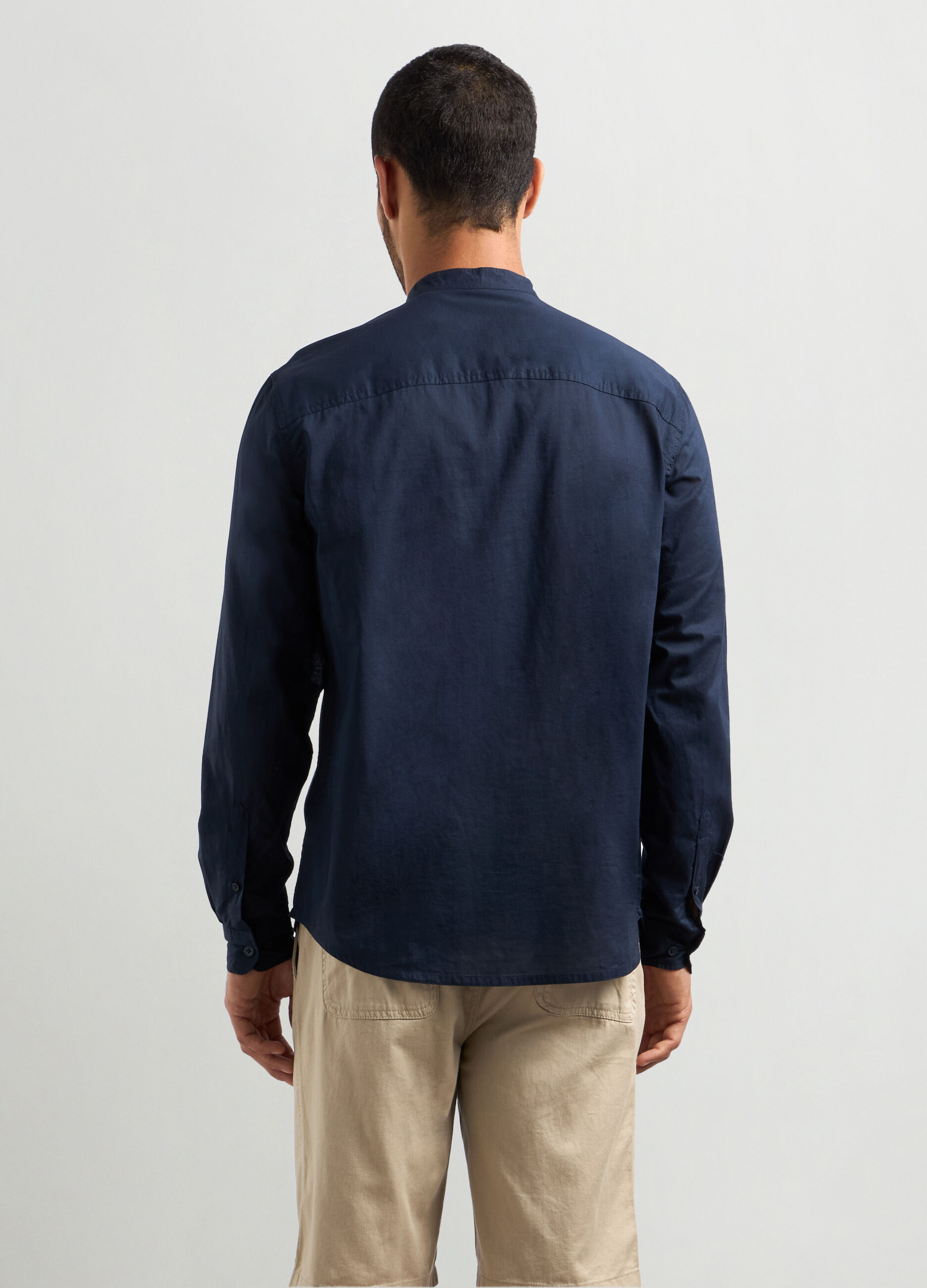 Camicia regular fit colletto coreano in cotone uomo_1