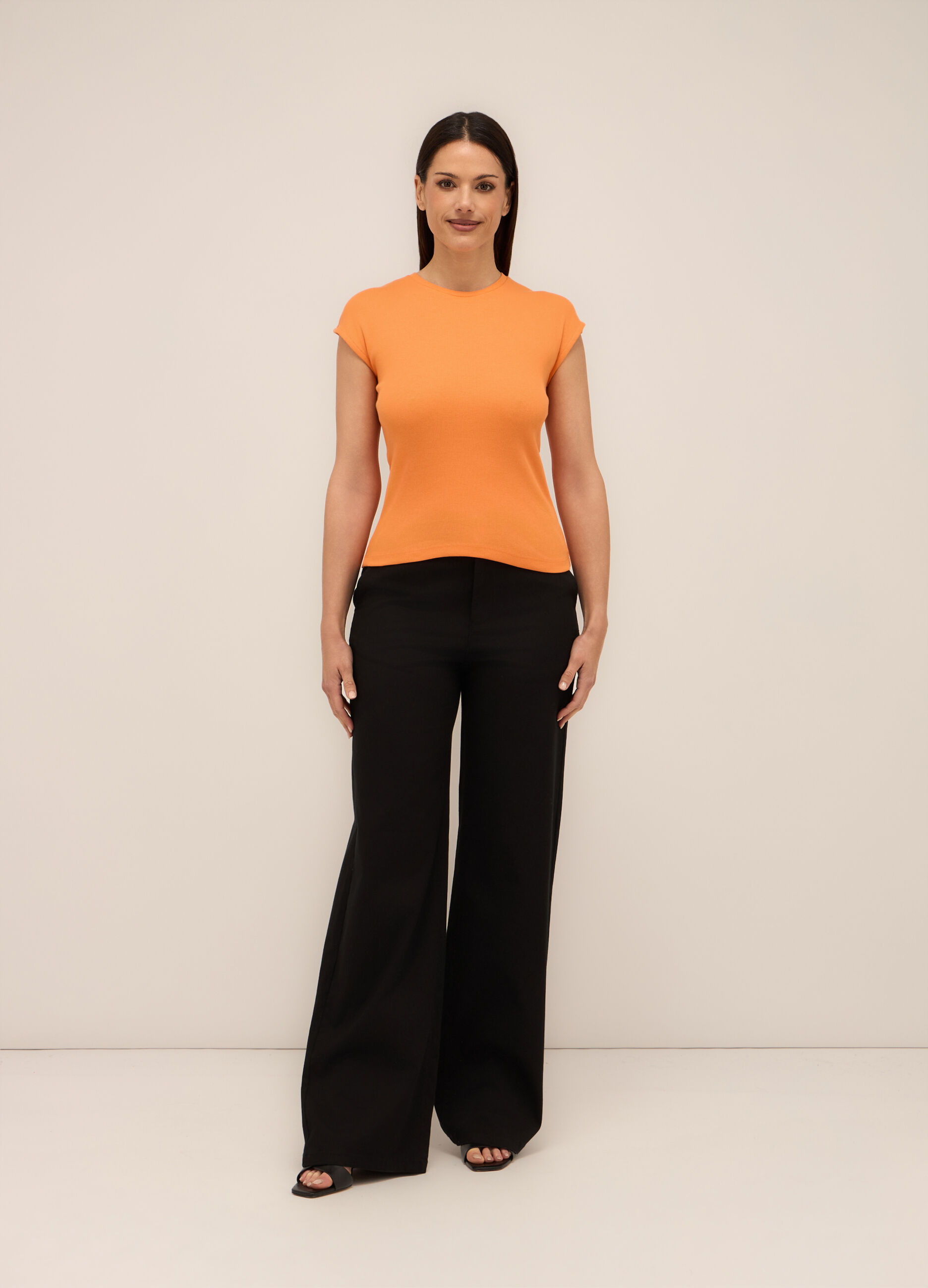 Pantaloni in twill di cotone stretch donna_0