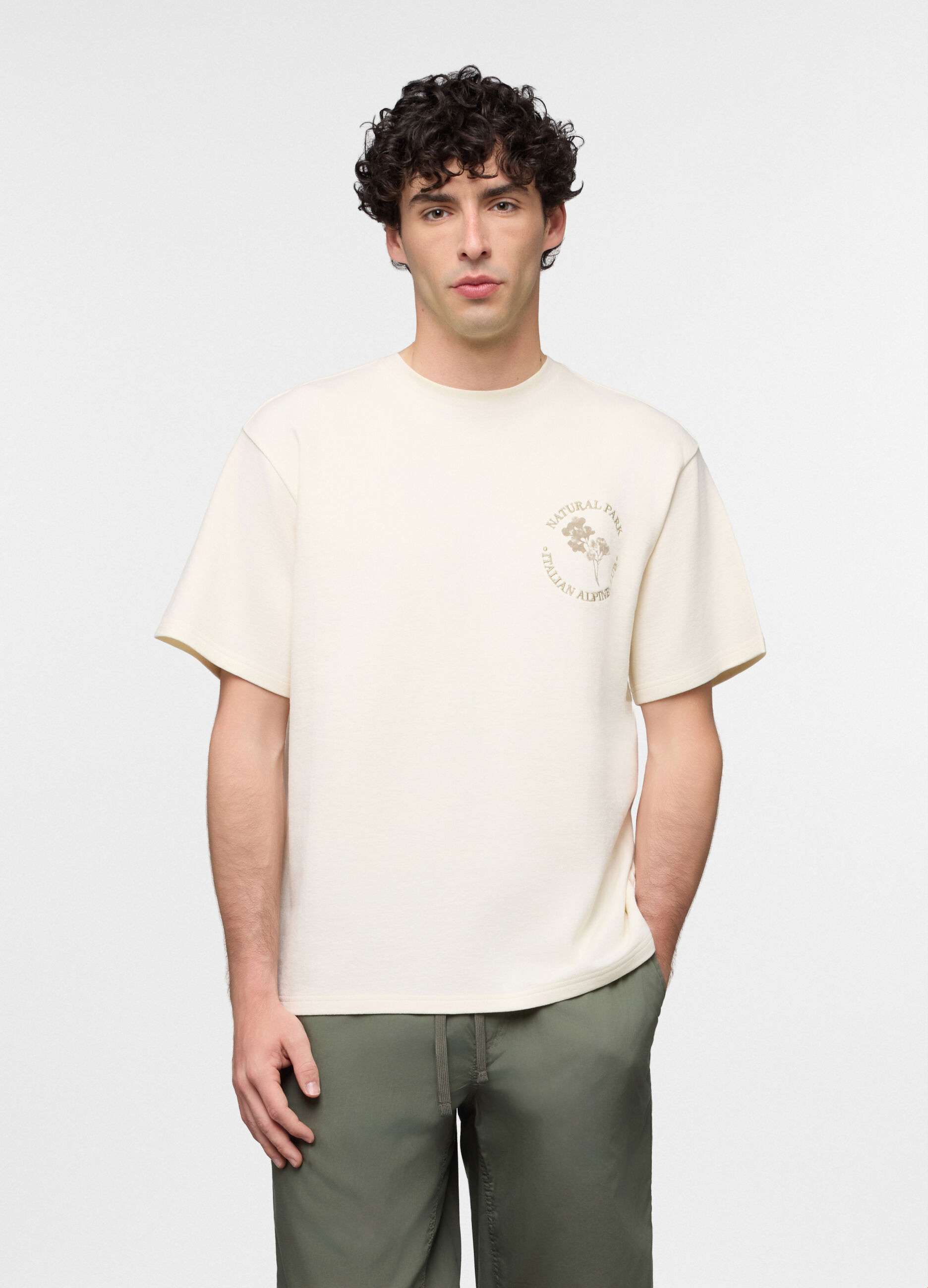 T-shirt girocollo stampa fiori uomo