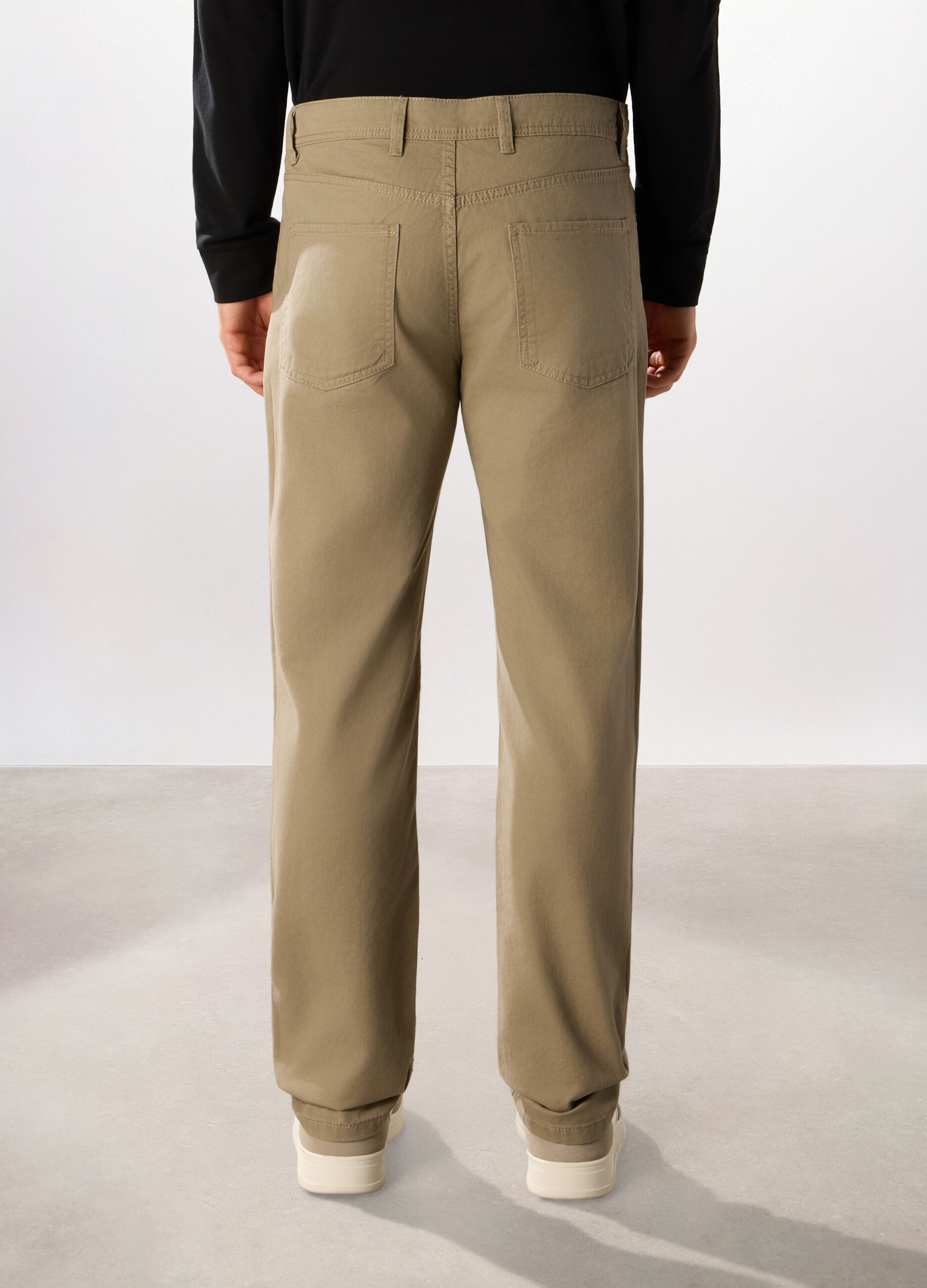 Pantaloni cinque tasche in twill di cotone uomo_1
