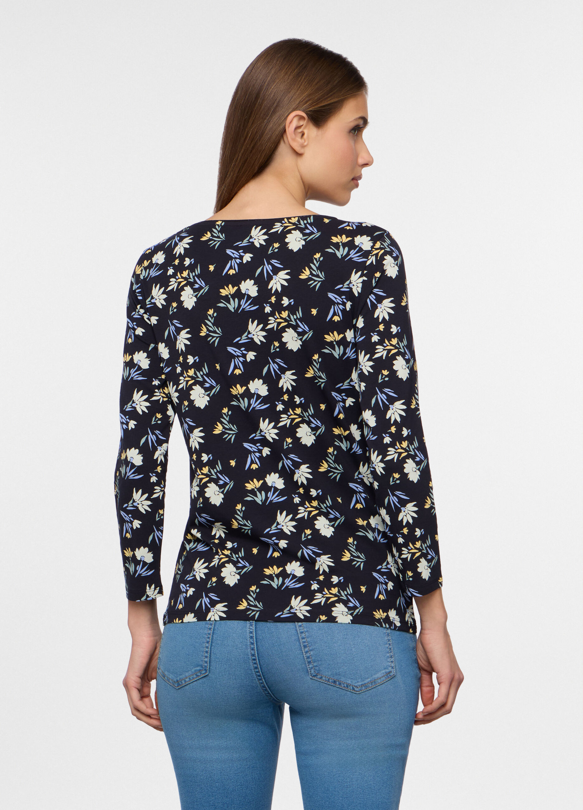 T-shirt con scollo rotondo stretch donna_1