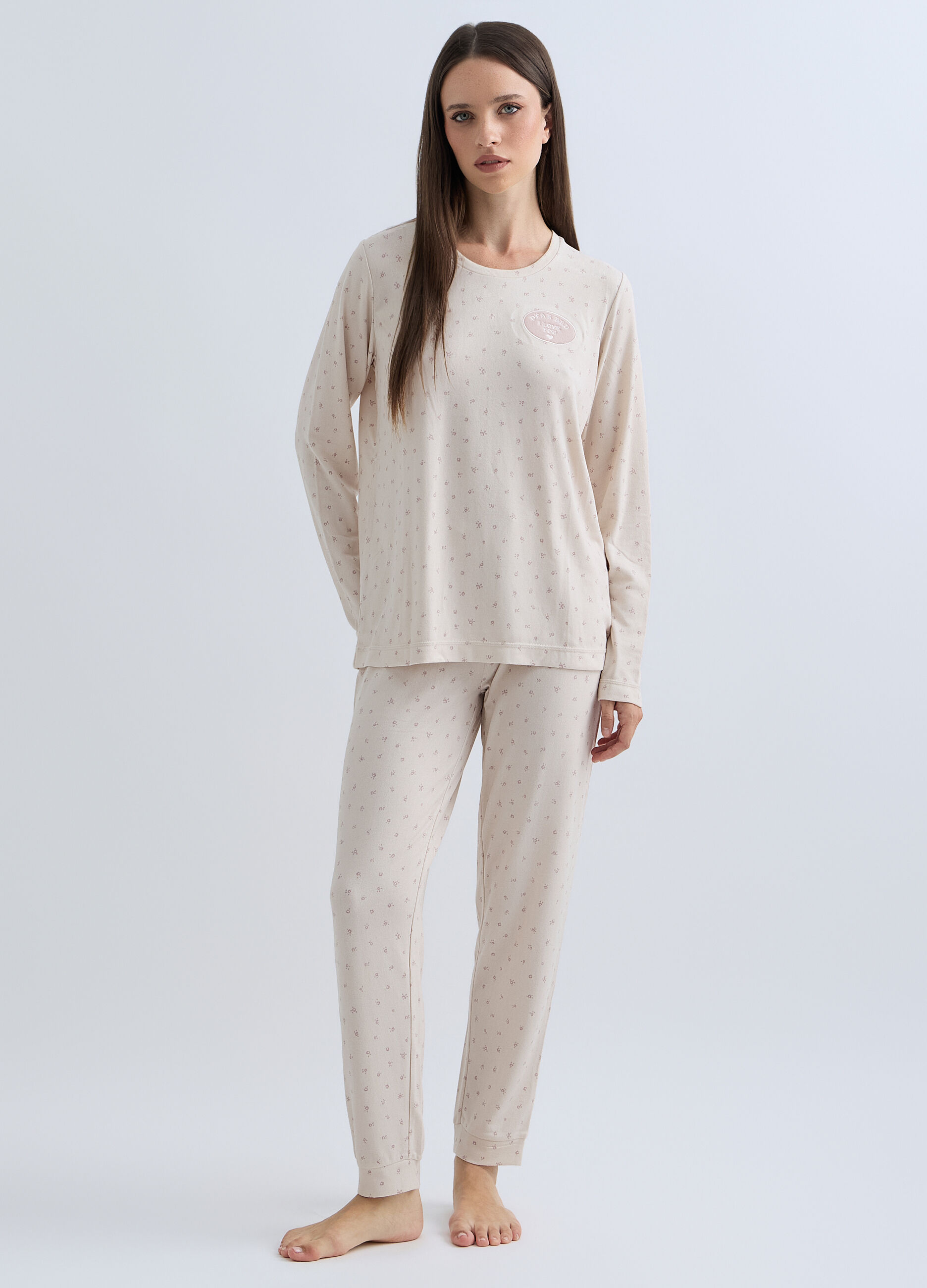 Set pigiama lungo con stampa donna_0