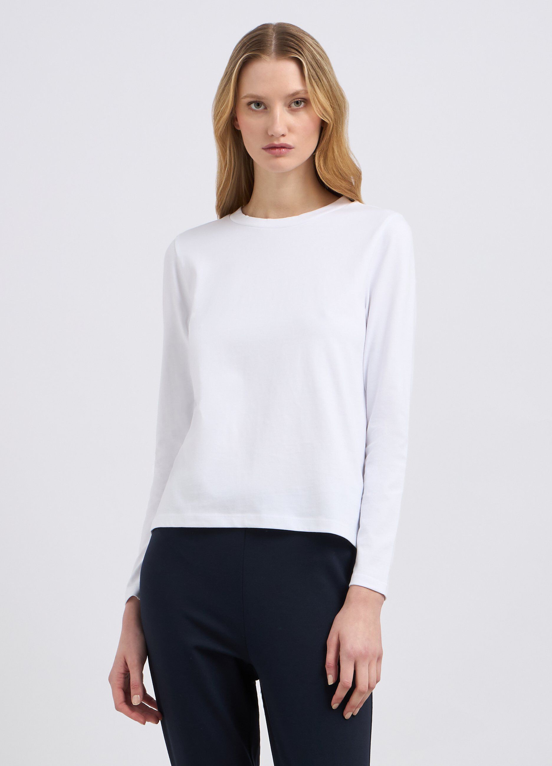 T-shirt in puro cotone a maniche lunghe donna_0