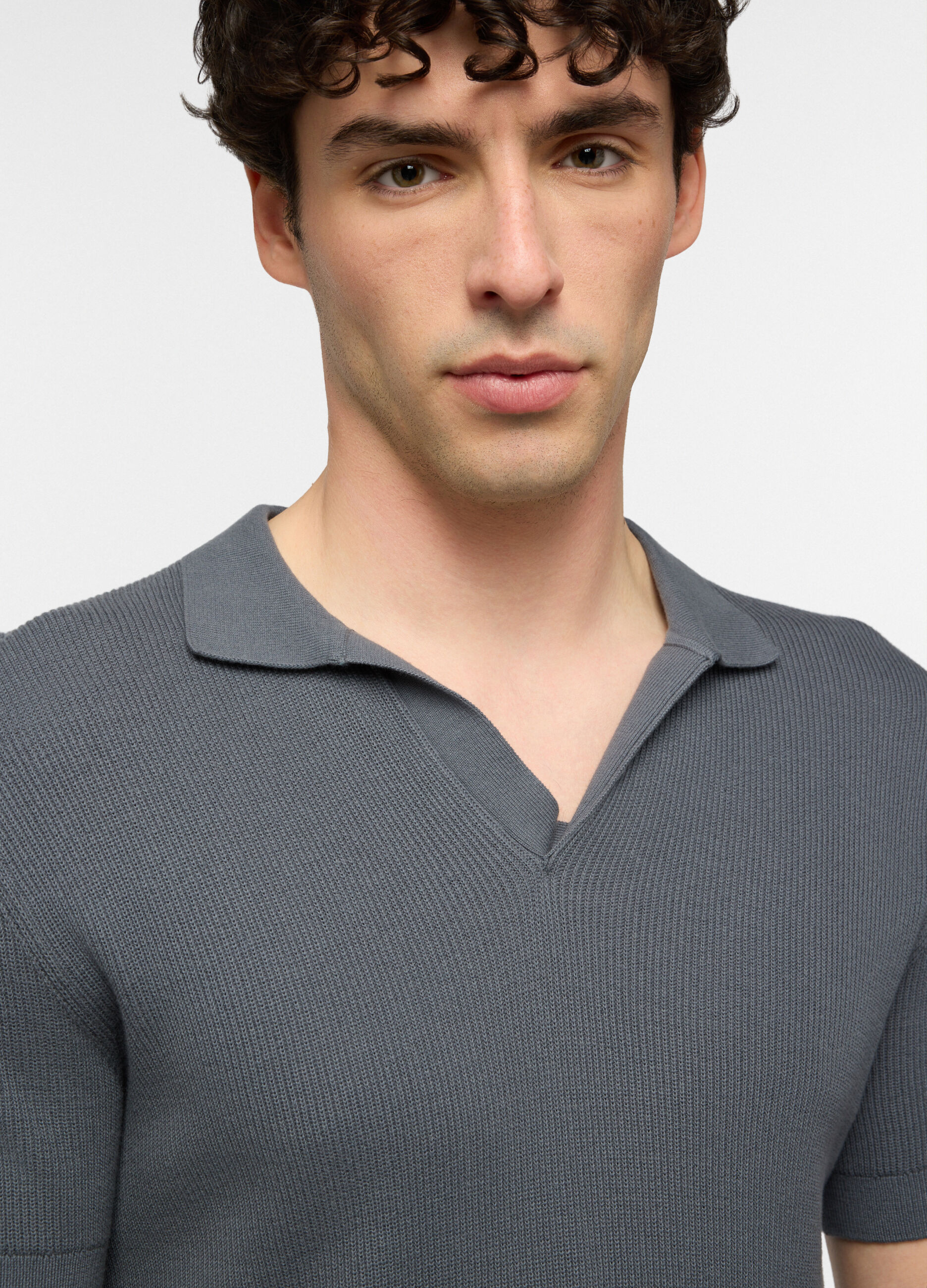 Polo a maniche corte in cotone a costine uomo_2